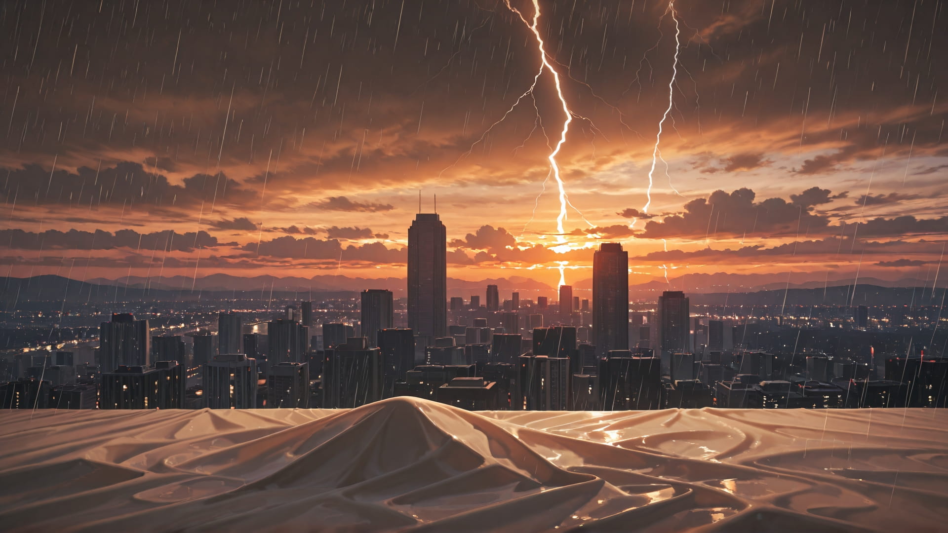 Brown Sunset City Storm smartphone wallpaper free download, vertical 16:9 format, Brown, Sunset, City, Autumn 001