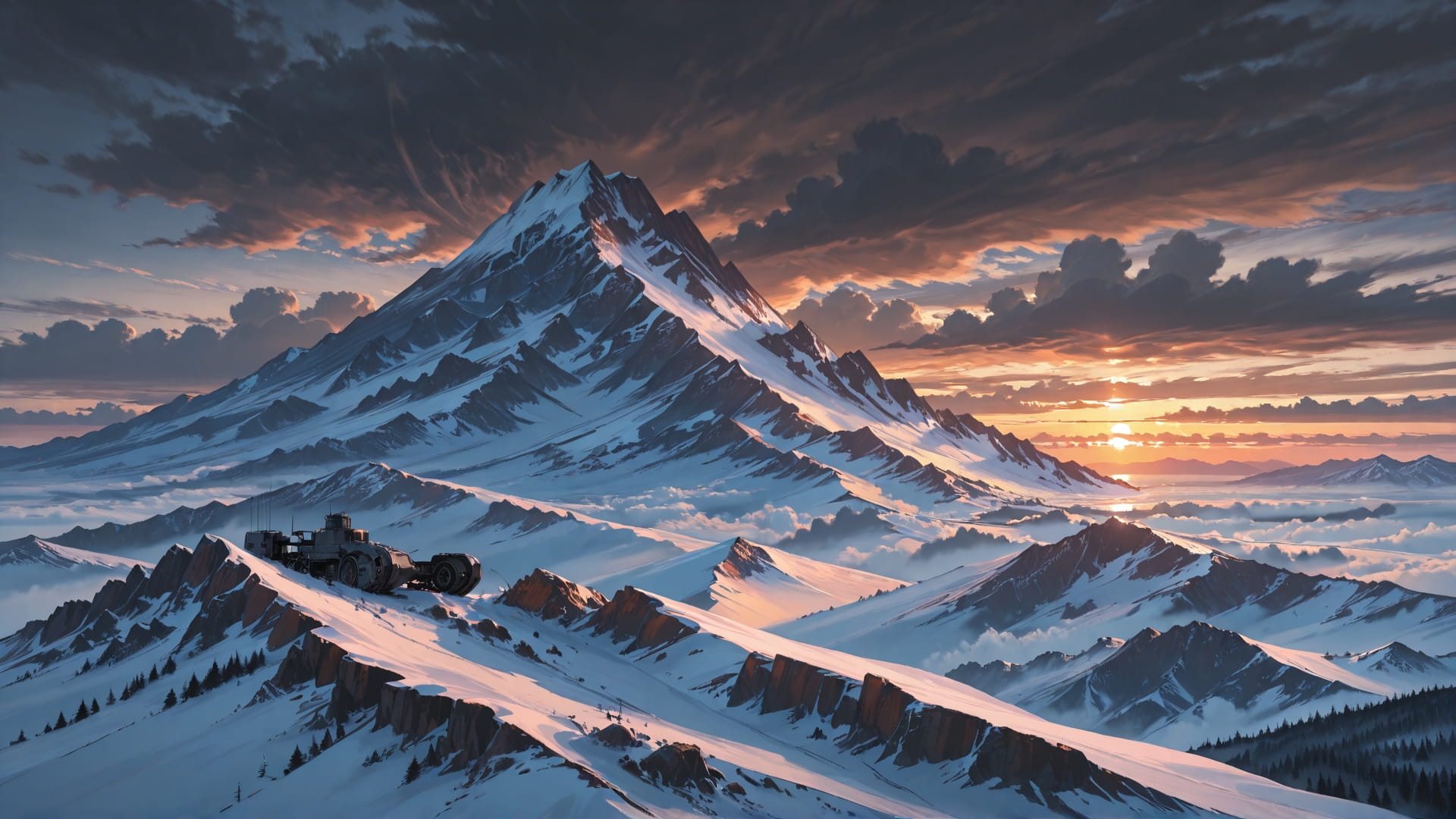 Brown Sunset Sea Storm smartphone wallpaper free download, vertical 16:9 format, Brown, Sunset, Sea, Winter