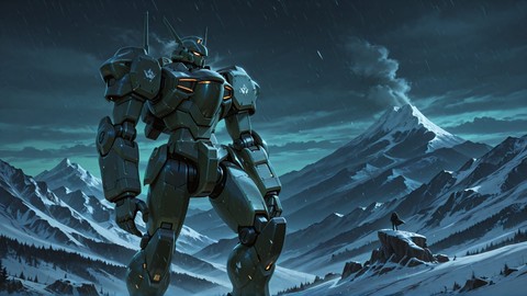 Green Night Mountain Storm smartphone wallpaper free download, vertical 9:16 format, Green, Night, Mountain, Winter