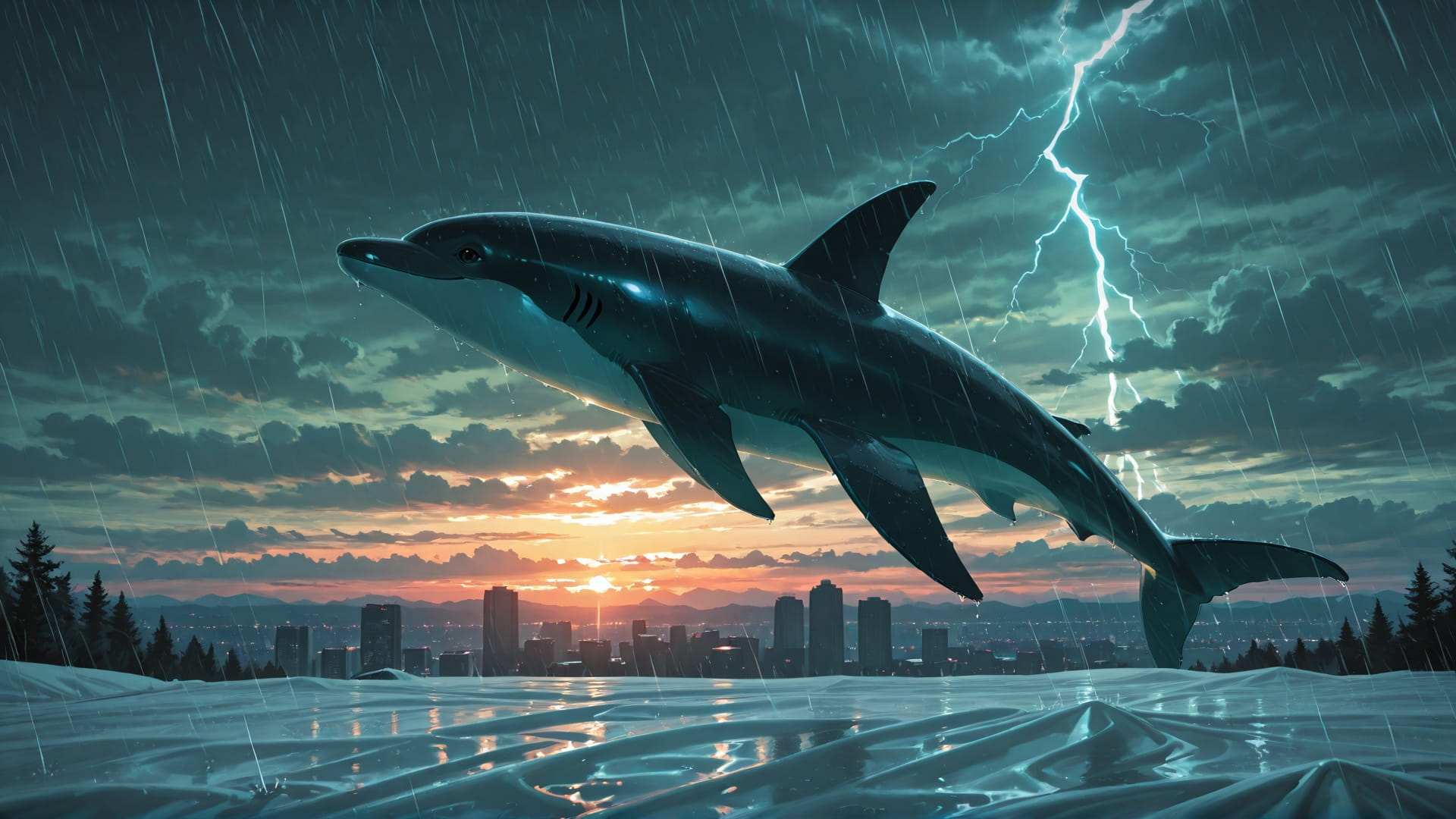 Green Sunset Nature Storm smartphone wallpaper free download, vertical 16:9 format, Green, Sunset, Nature, Winter