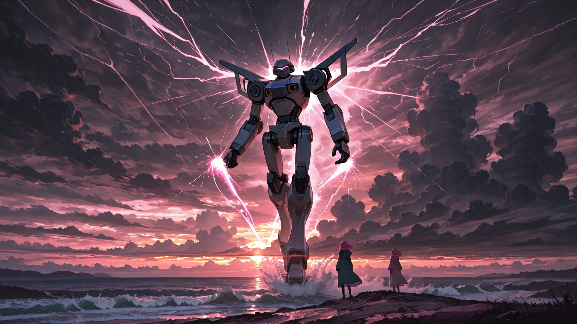 Pink Sunset Nature Storm smartphone wallpaper free download, vertical 16:9 format, Pink, Sunset, Nature, Spring