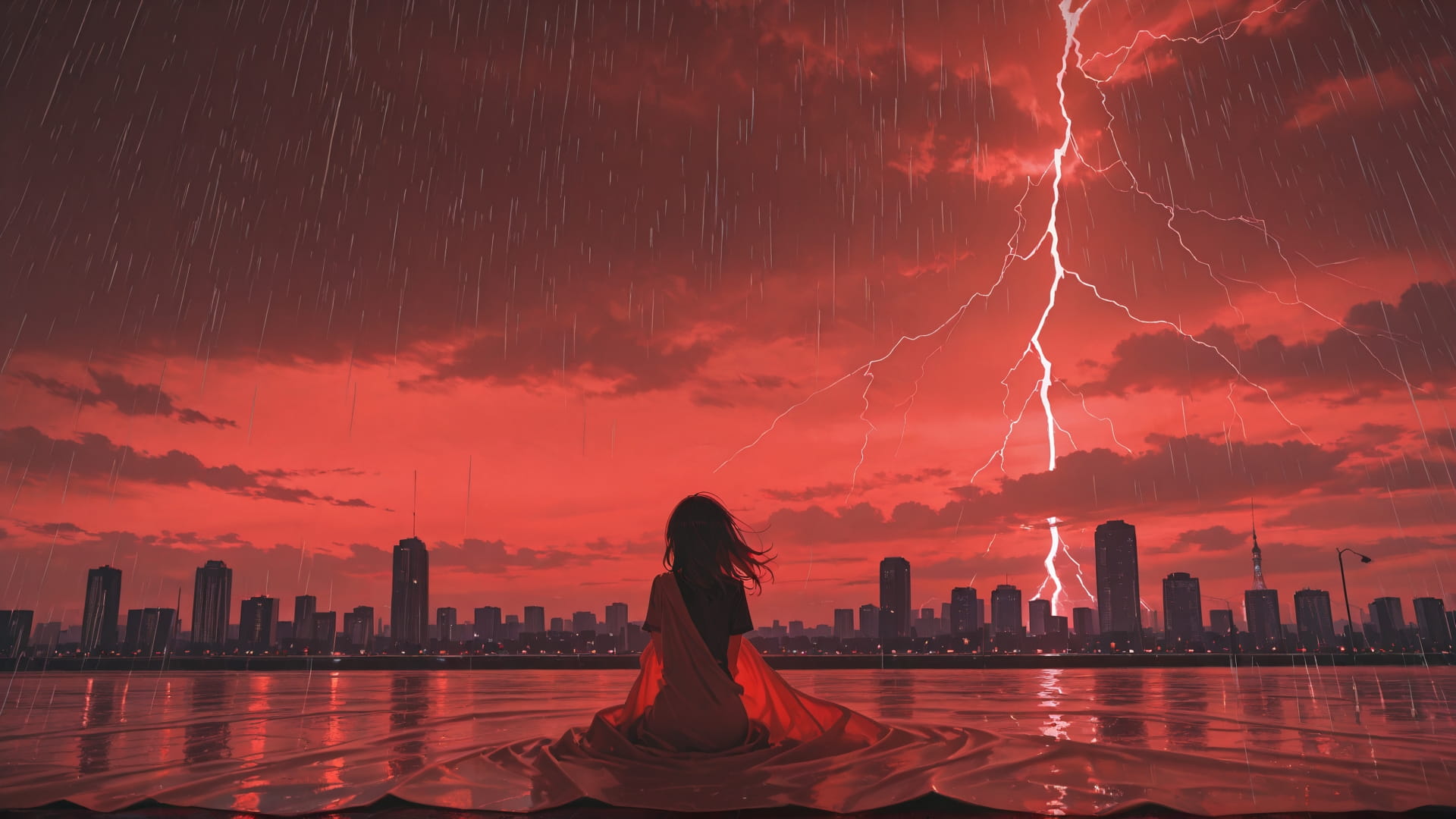 Red Afternoon Sky Storm smartphone wallpaper free download, vertical 16:9 format, Red, Afternoon, Sky, Spring