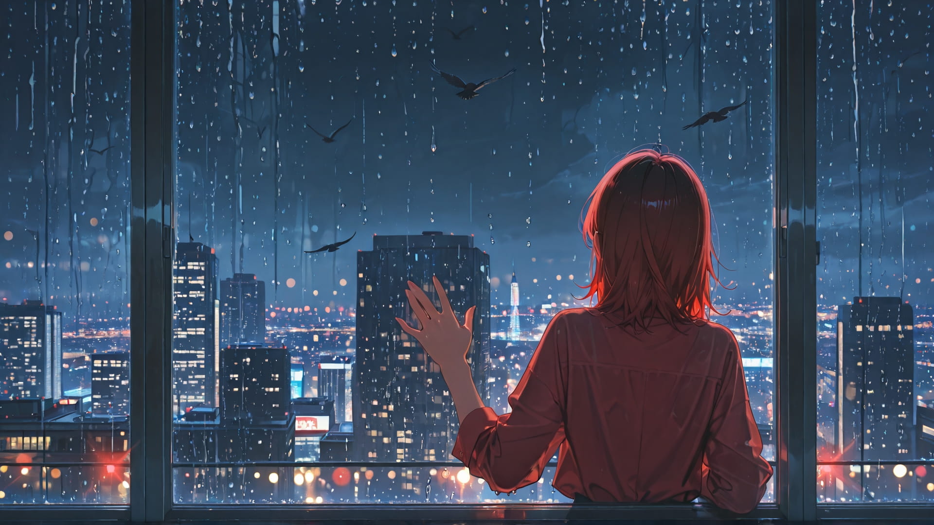 Red Night City Storm smartphone wallpaper free download, vertical 16:9 format, Red, Night, City, Summer