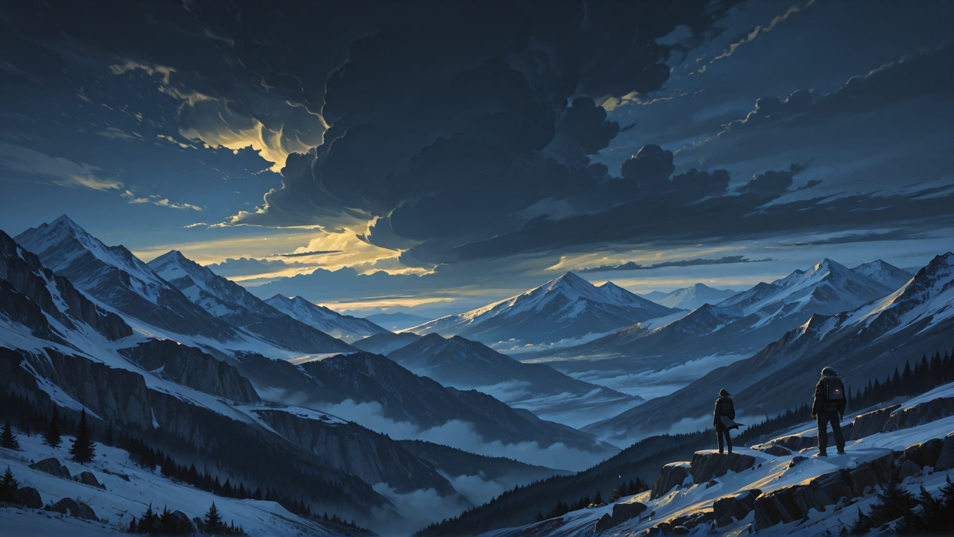 Yellow Night Mountain Storm smartphone wallpaper free download, vertical 16:9 format, Yellow, Night, Mountain, Spring