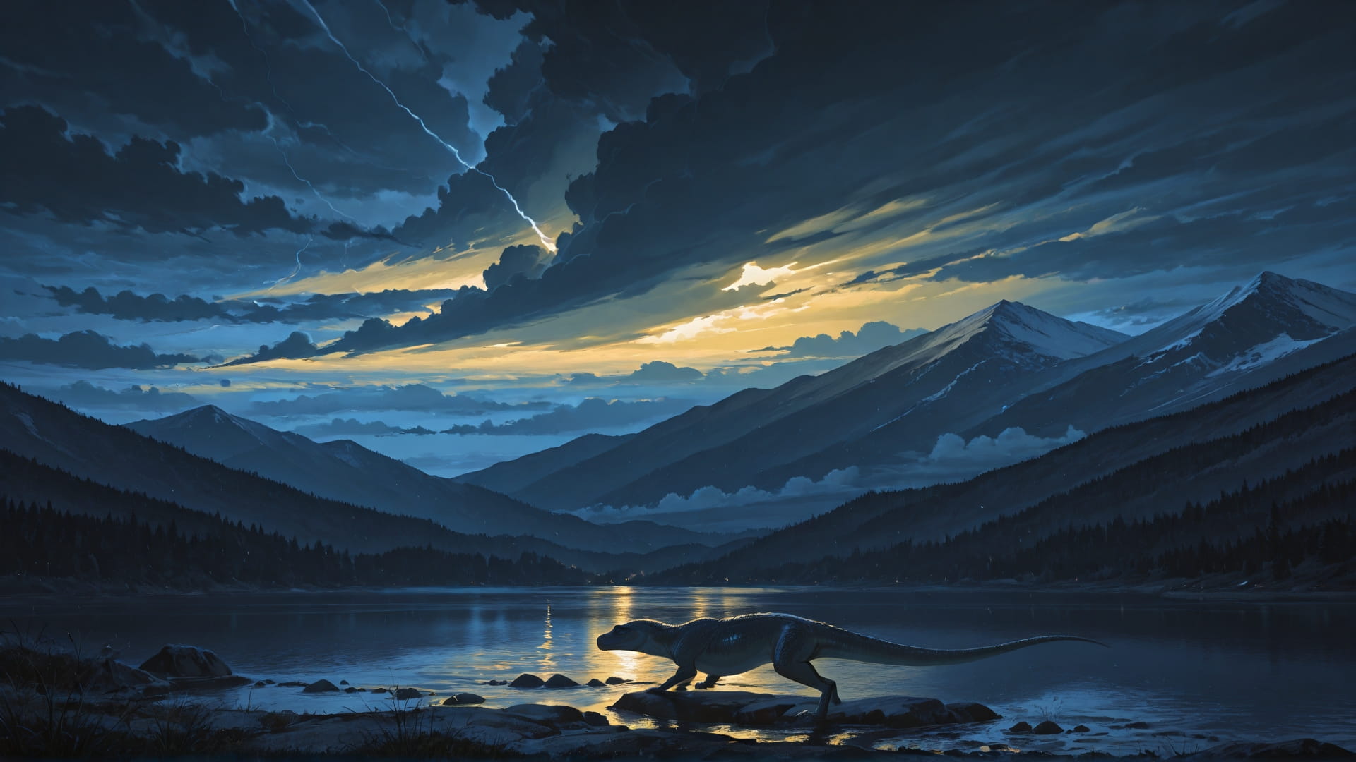 Yellow Night Sea Storm smartphone wallpaper free download, vertical 16:9 format, Yellow, Night, Sea, Summer