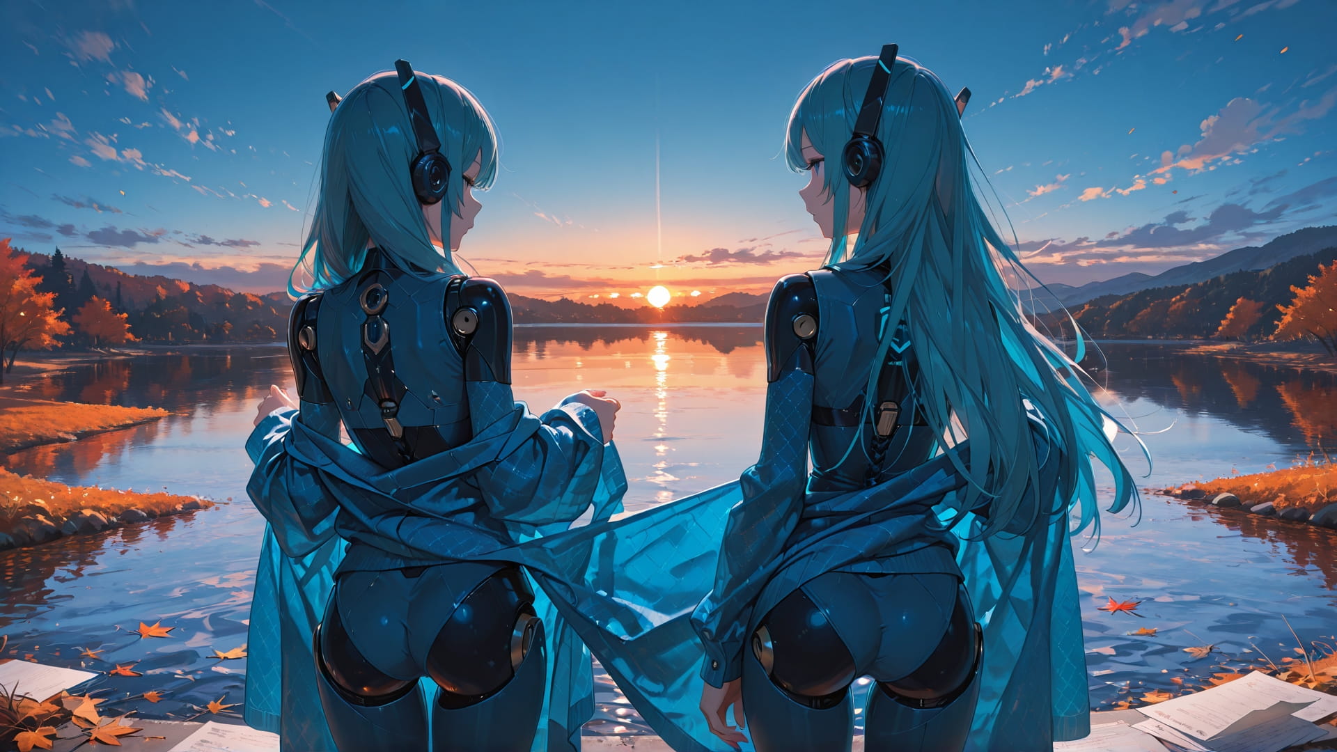 Blue Sunset Sea TextureCheck smartphone wallpaper free download, vertical 16:9 format, Blue, Sunset, Sea, Autumn