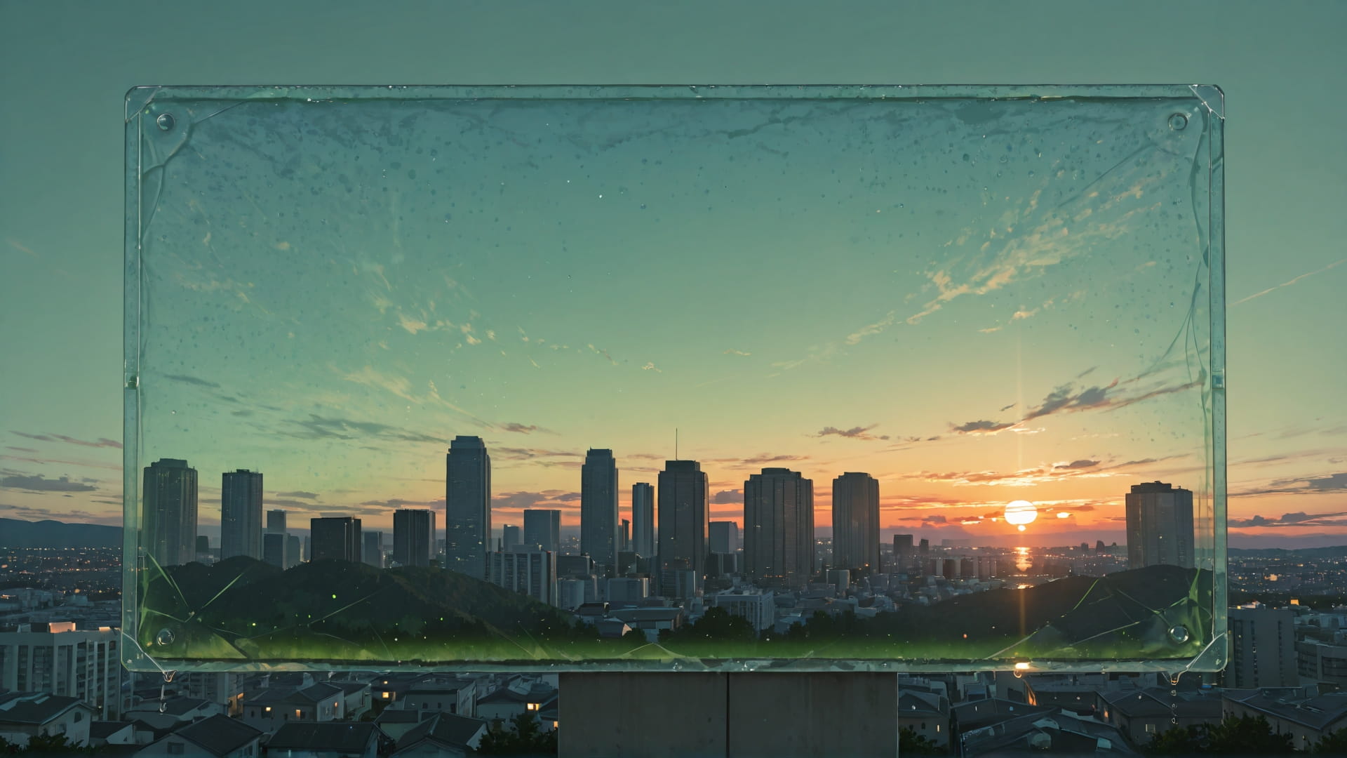 Green Sunset City TextureCheck smartphone wallpaper free download, vertical 16:9 format, Green, Sunset, City, Summer 001