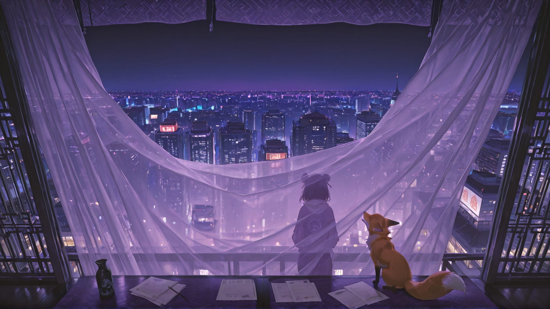 Purple Night City TextureCheck smartphone wallpaper free download, vertical 16:9 format, Purple, Night, City, Summer