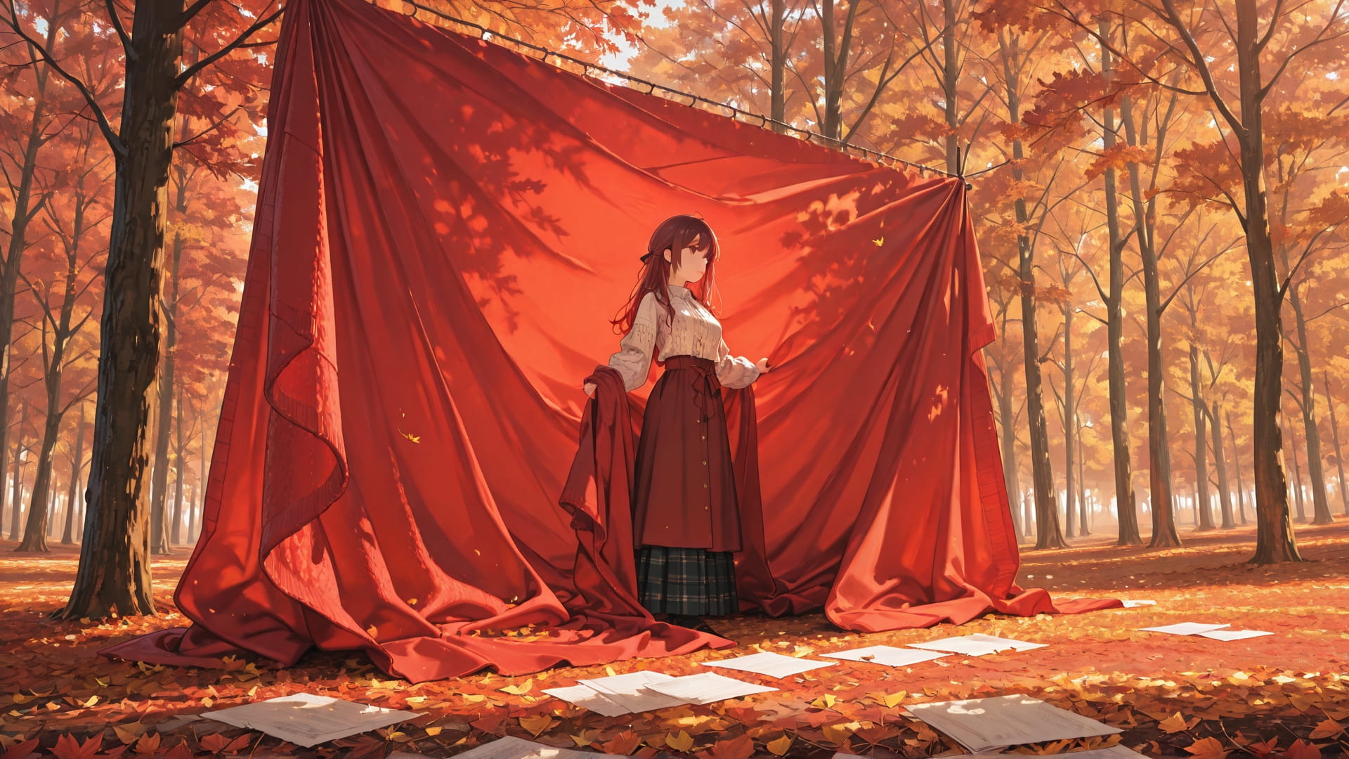 Red Afternoon Nature TextureCheck smartphone wallpaper free download, vertical 16:9 format, Red, Afternoon, Nature, Autumn 001