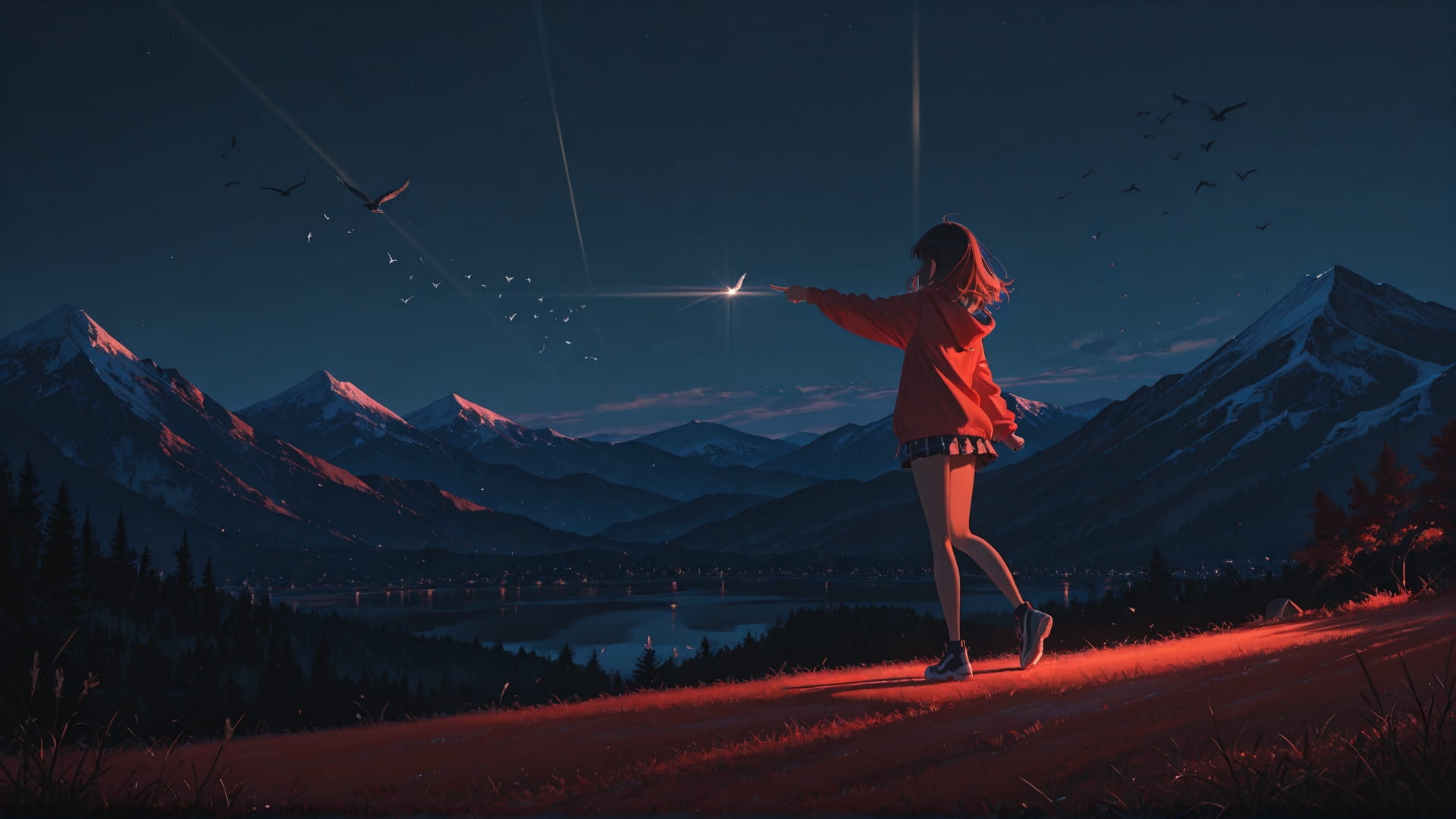 Red Night Mountain TextureCheck smartphone wallpaper free download, vertical 16:9 format, Red, Night, Mountain, Spring