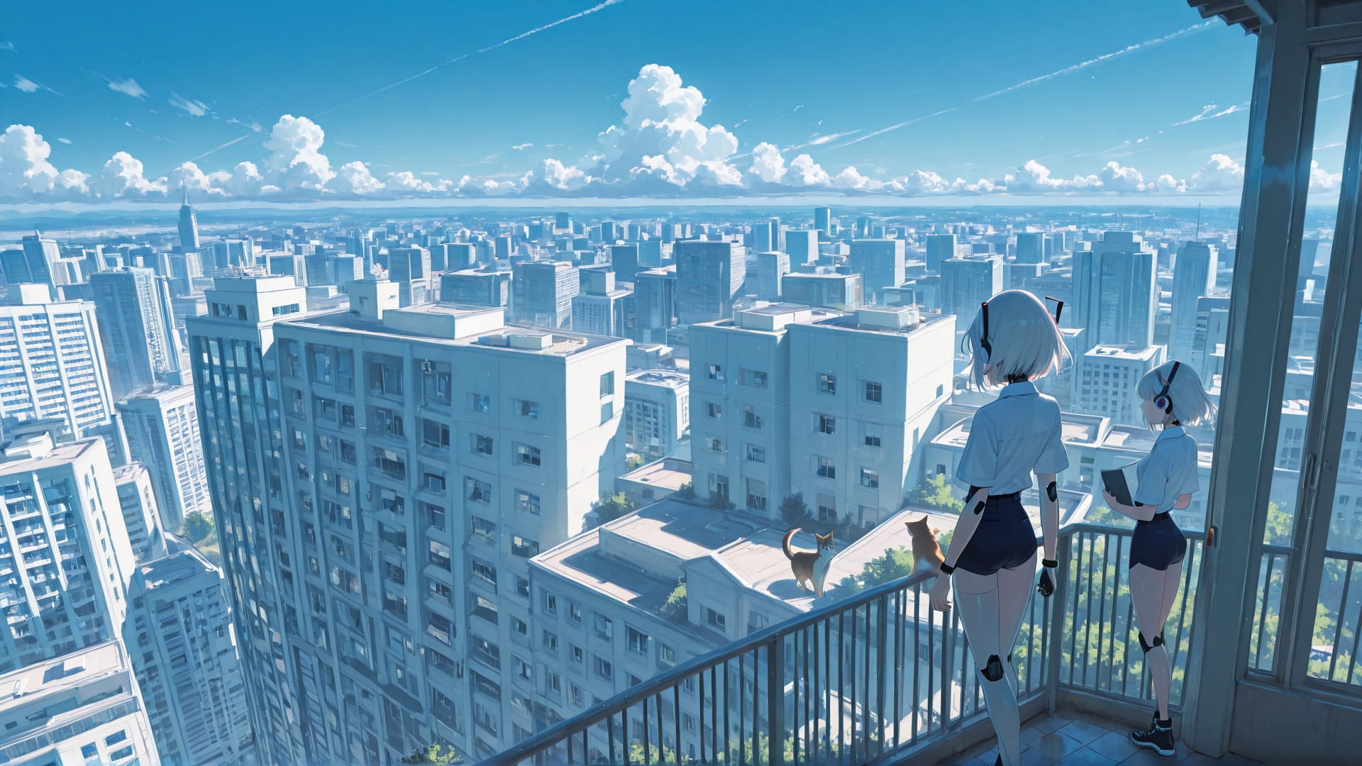 Blue Afternoon City USA smartphone wallpaper free download, vertical 16:9 format, Blue, Afternoon, City, Summer