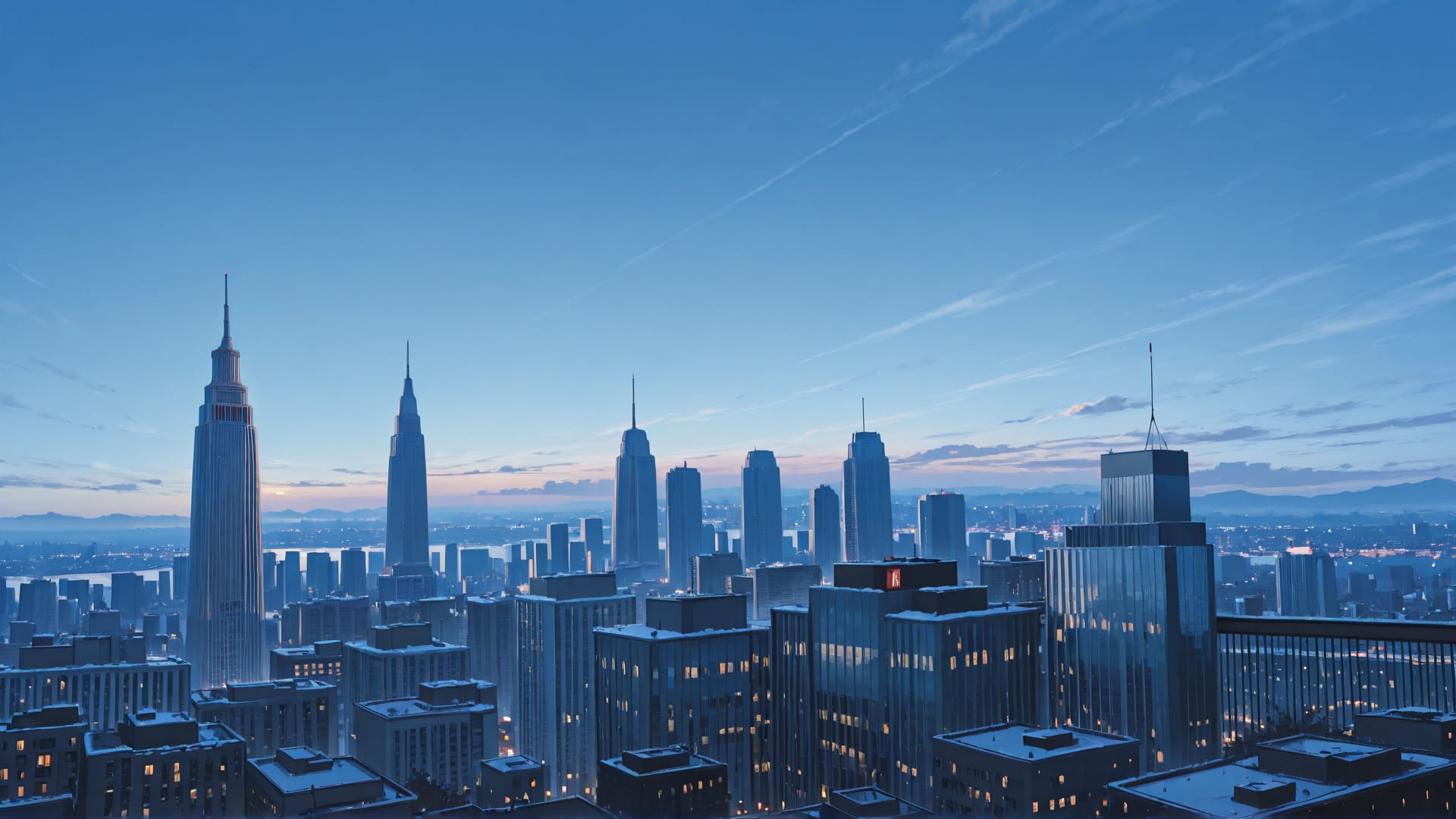 Blue Afternoon City USA smartphone wallpaper free download, vertical 16:9 format, Blue, Afternoon, City, Winter 001