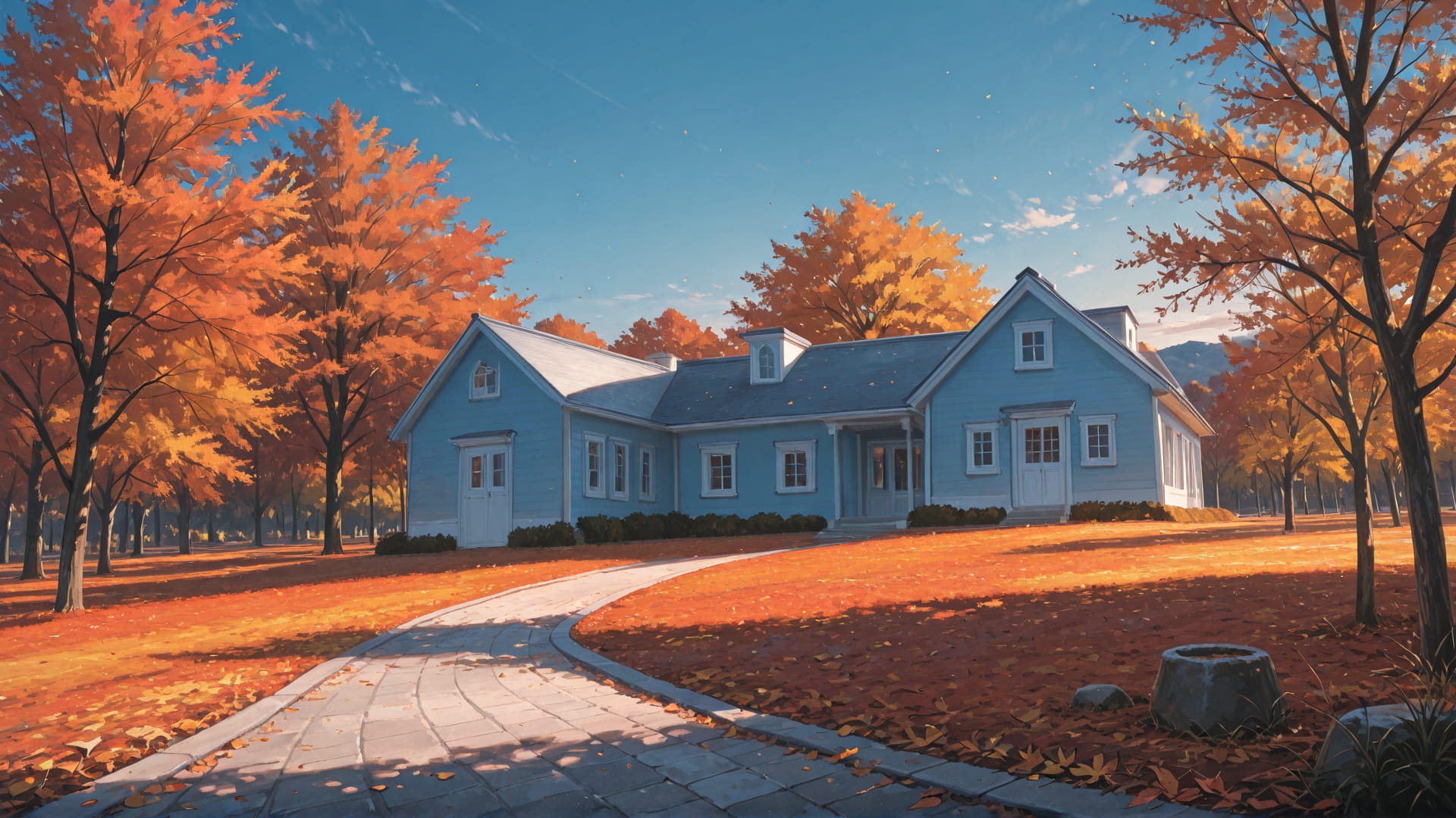 Blue Afternoon Sky USA smartphone wallpaper free download, vertical 16:9 format, Blue, Afternoon, Sky, Autumn 001