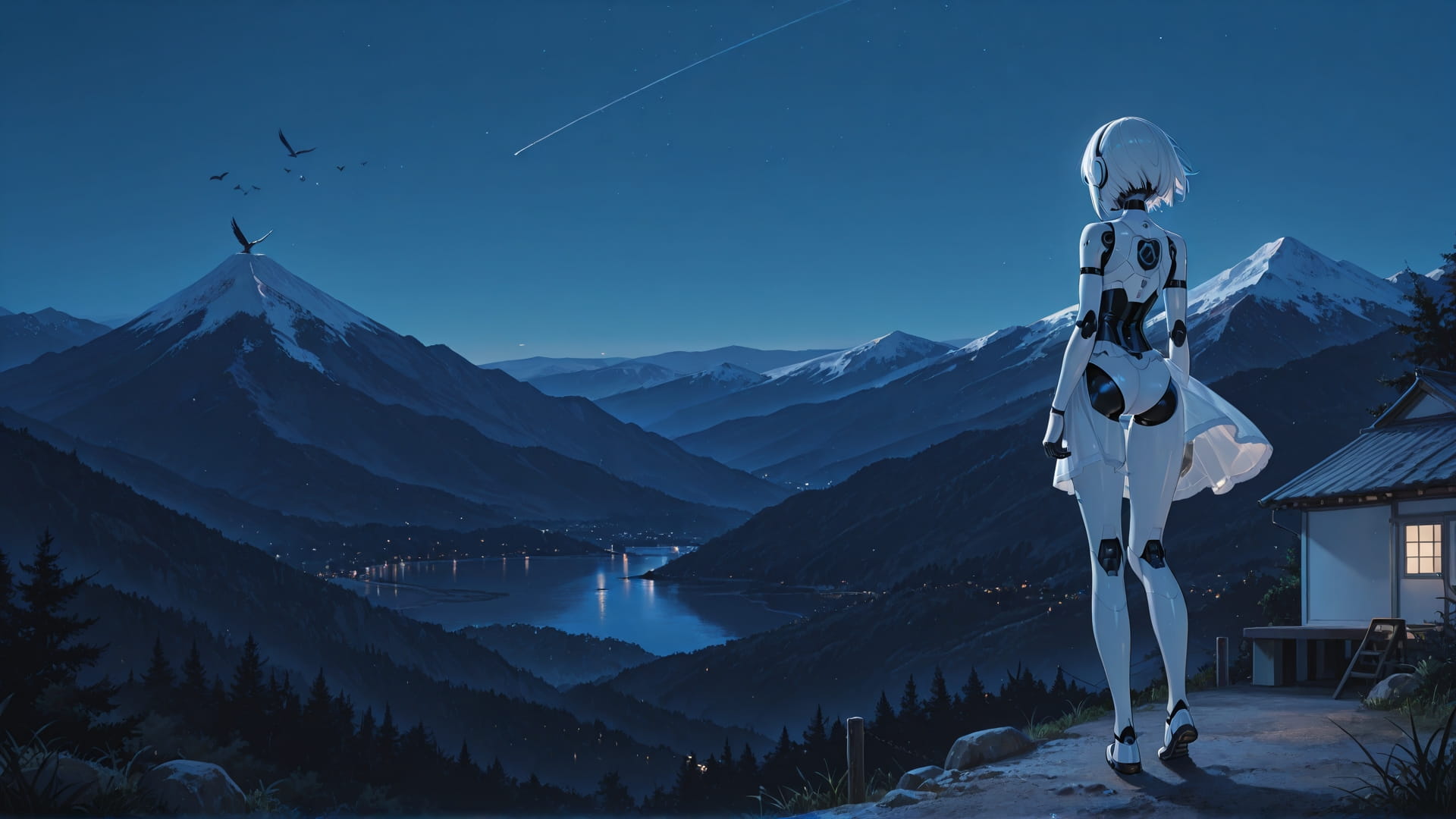 Blue Night Mountain USA smartphone wallpaper free download, vertical 16:9 format, Blue, Night, Mountain, Summer