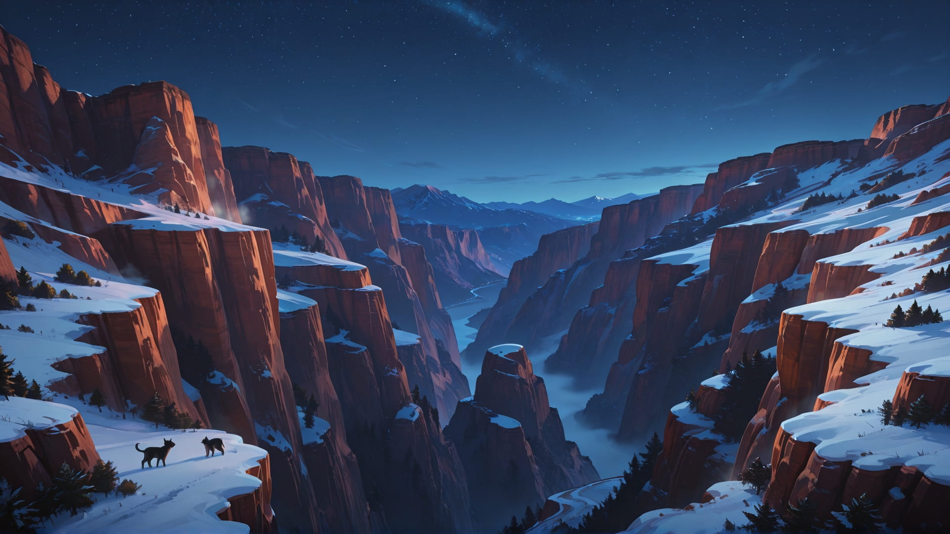 Blue Night Mountain USA smartphone wallpaper free download, vertical 16:9 format, Blue, Night, Mountain, Winter