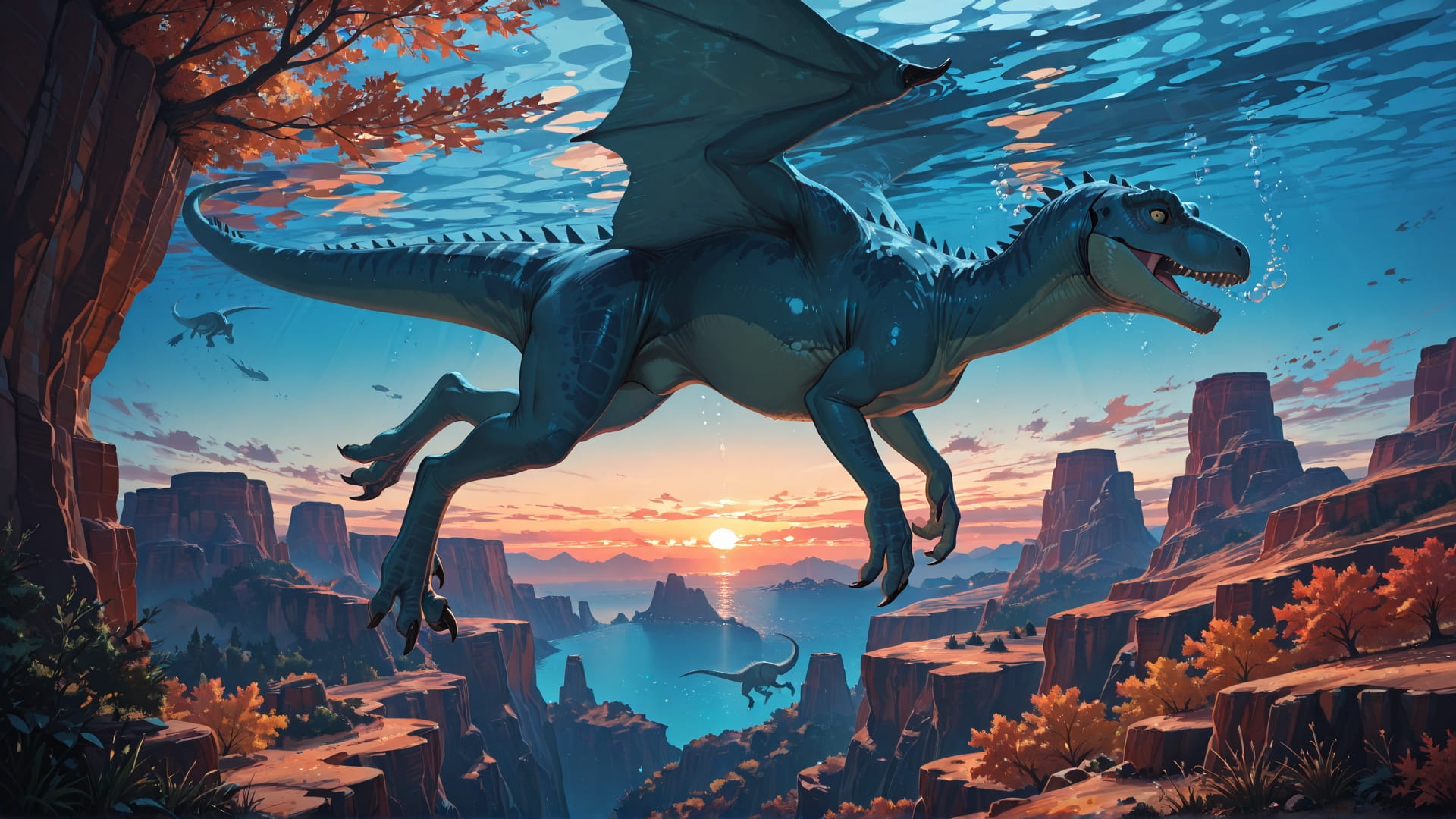 Blue Sunset Sea USA smartphone wallpaper free download, vertical 16:9 format, Blue, Sunset, Sea, Autumn