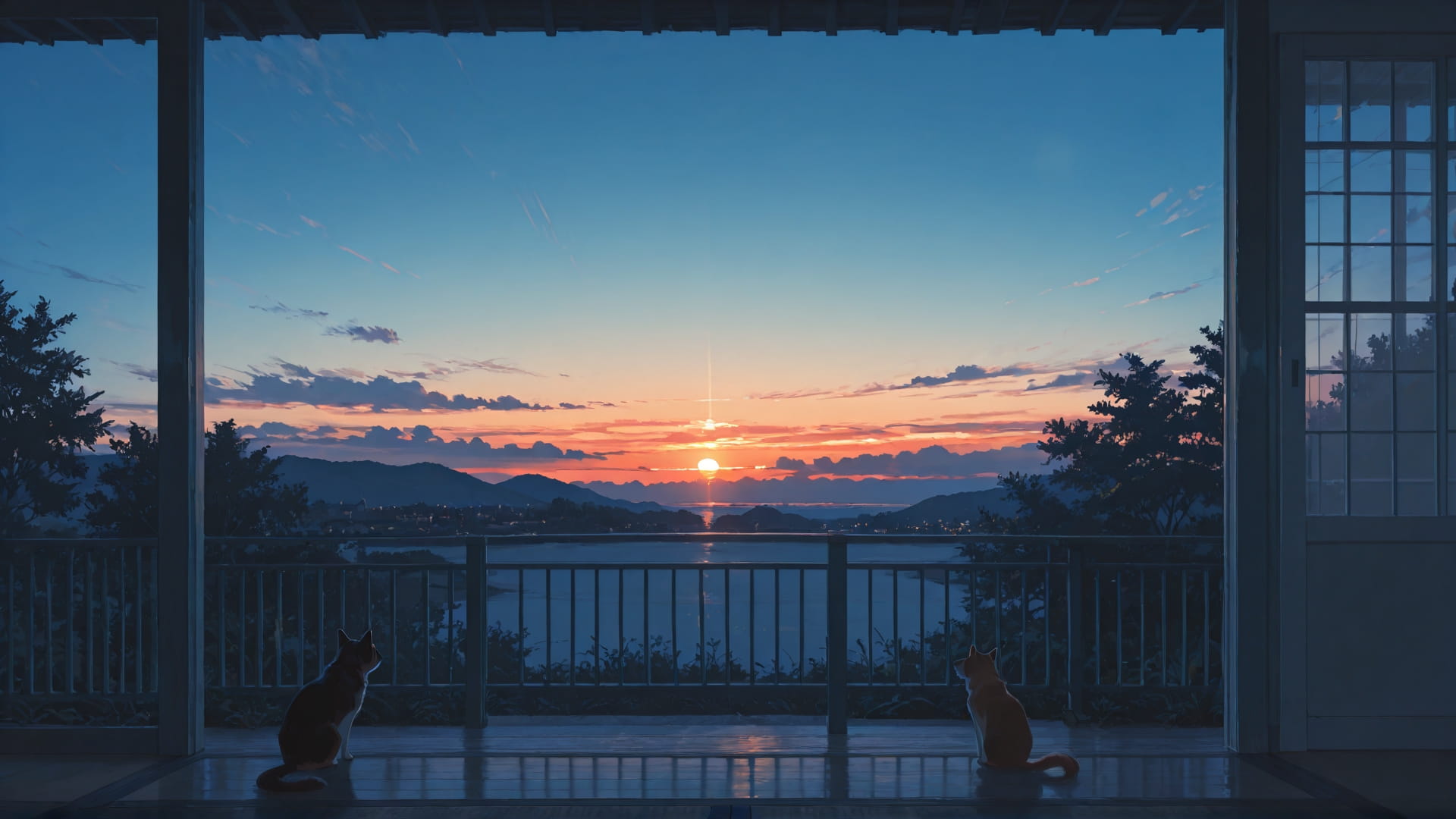 Blue Sunset Sky USA smartphone wallpaper free download, vertical 16:9 format, Blue, Sunset, Sky, Summer