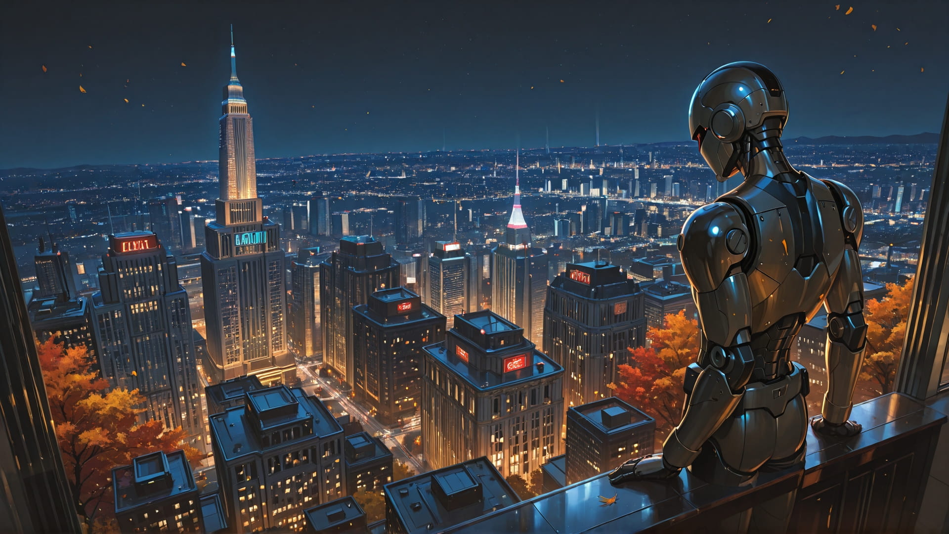 Brown Night City USA smartphone wallpaper free download, vertical 16:9 format, Brown, Night, City, Autumn