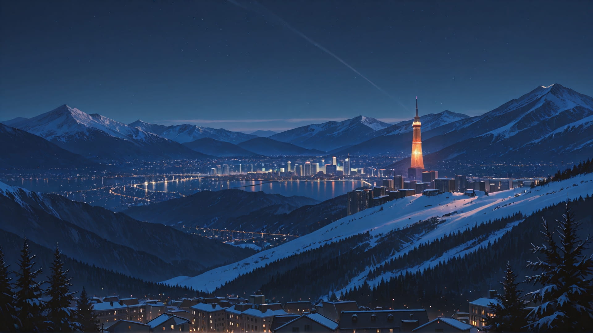 Brown Night Mountain USA smartphone wallpaper free download, vertical 16:9 format, Brown, Night, Mountain, Winter 001