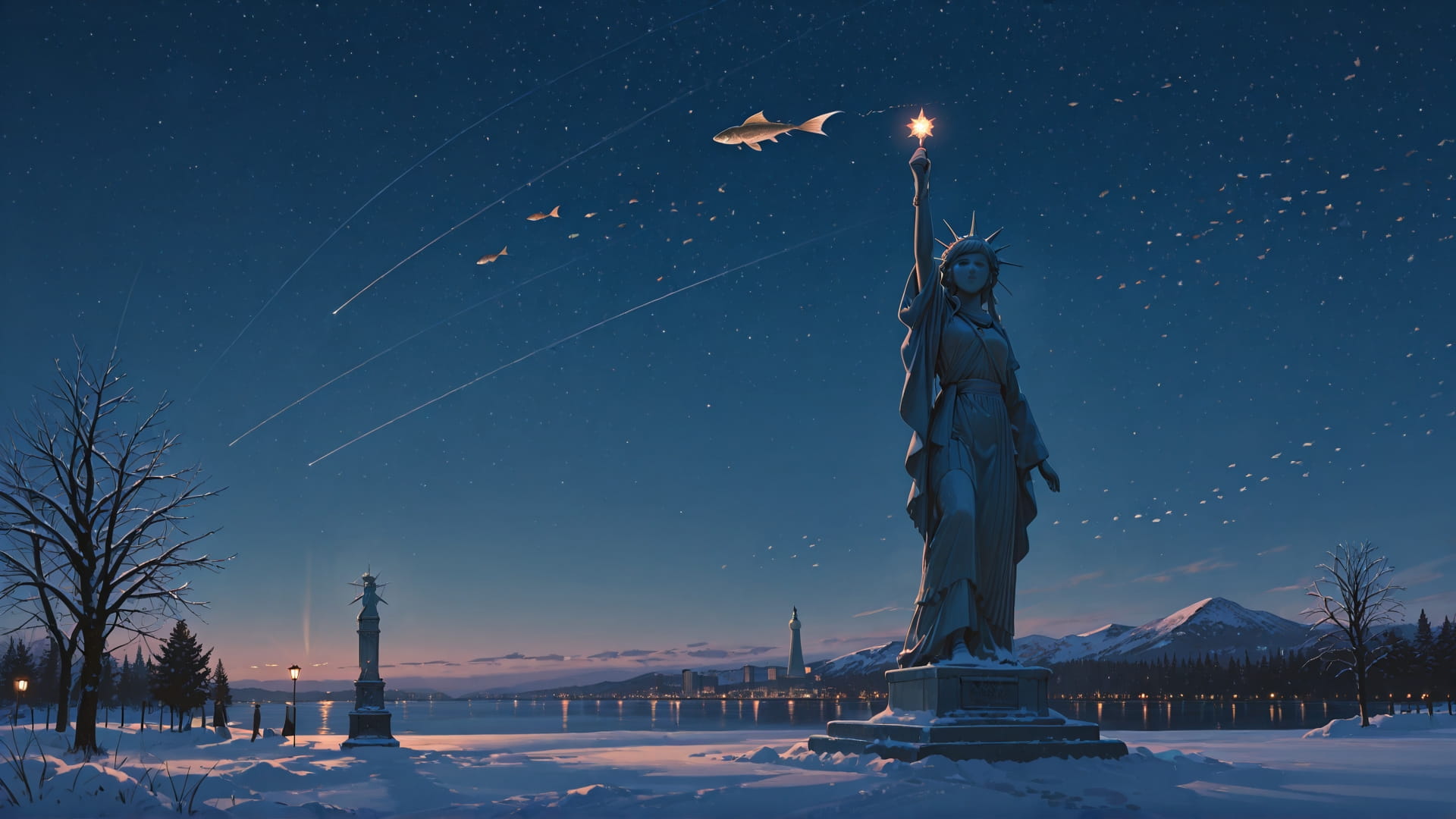 Brown Night Sky USA smartphone wallpaper free download, vertical 16:9 format, Brown, Night, Sky, Winter