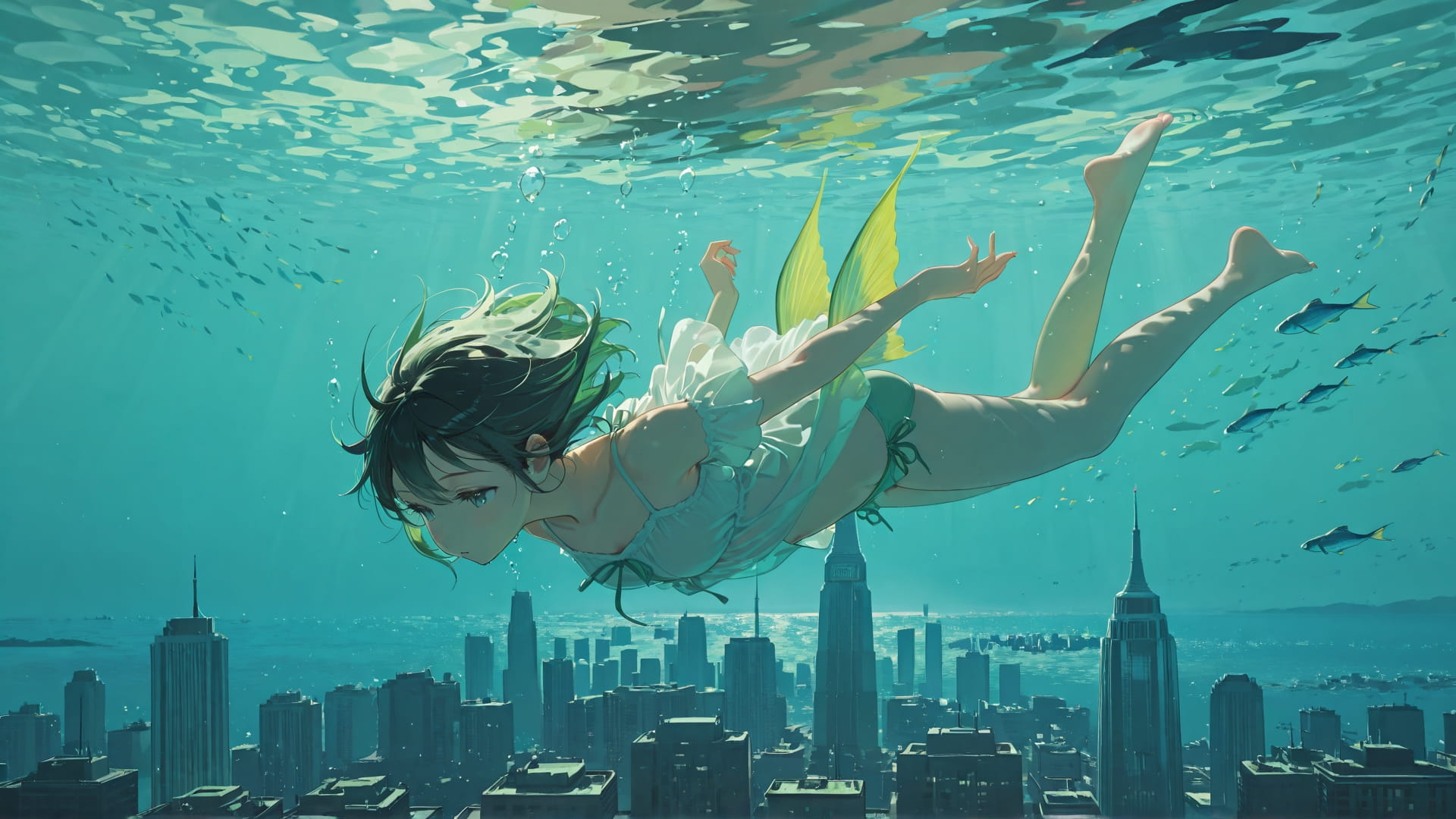 Green Afternoon Sea USA smartphone wallpaper free download, vertical 16:9 format, Green, Afternoon, Sea, Spring