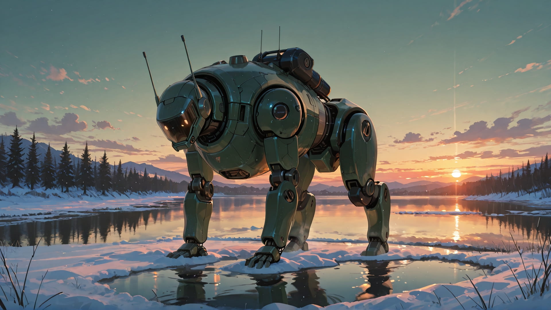 Green Sunset Sea USA smartphone wallpaper free download, vertical 16:9 format, Green, Sunset, Sea, Winter