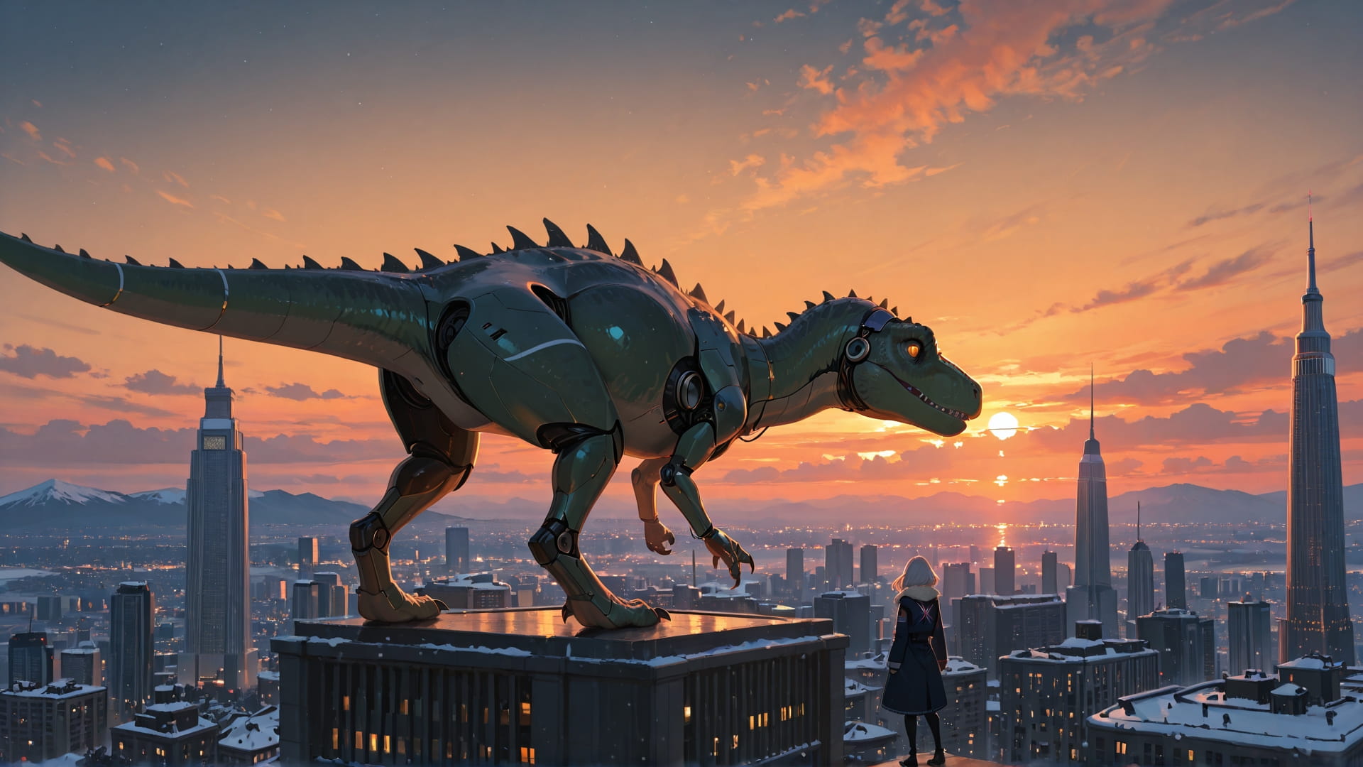 Orange Sunset City USA smartphone wallpaper free download, vertical 16:9 format, Orange, Sunset, City, Winter