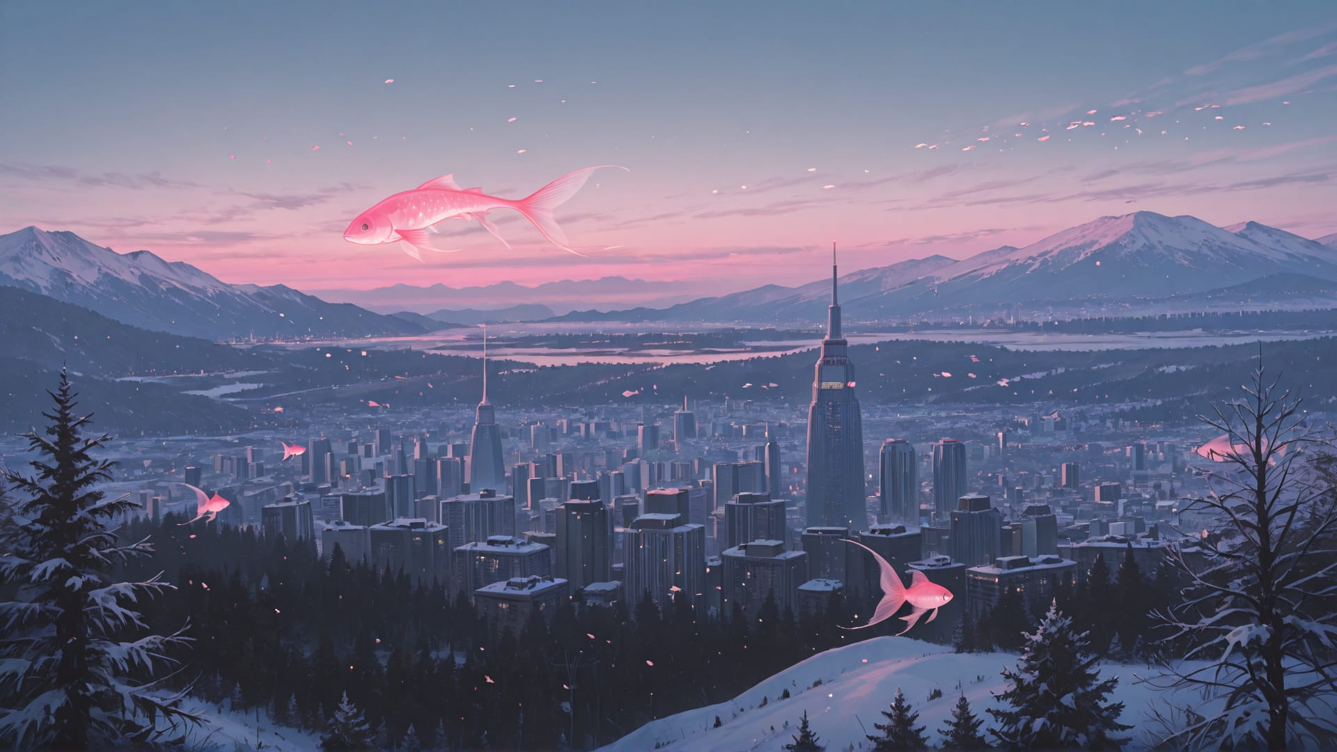 Pink Afternoon Nature USA smartphone wallpaper free download, vertical 16:9 format, Pink, Afternoon, Nature, Winter