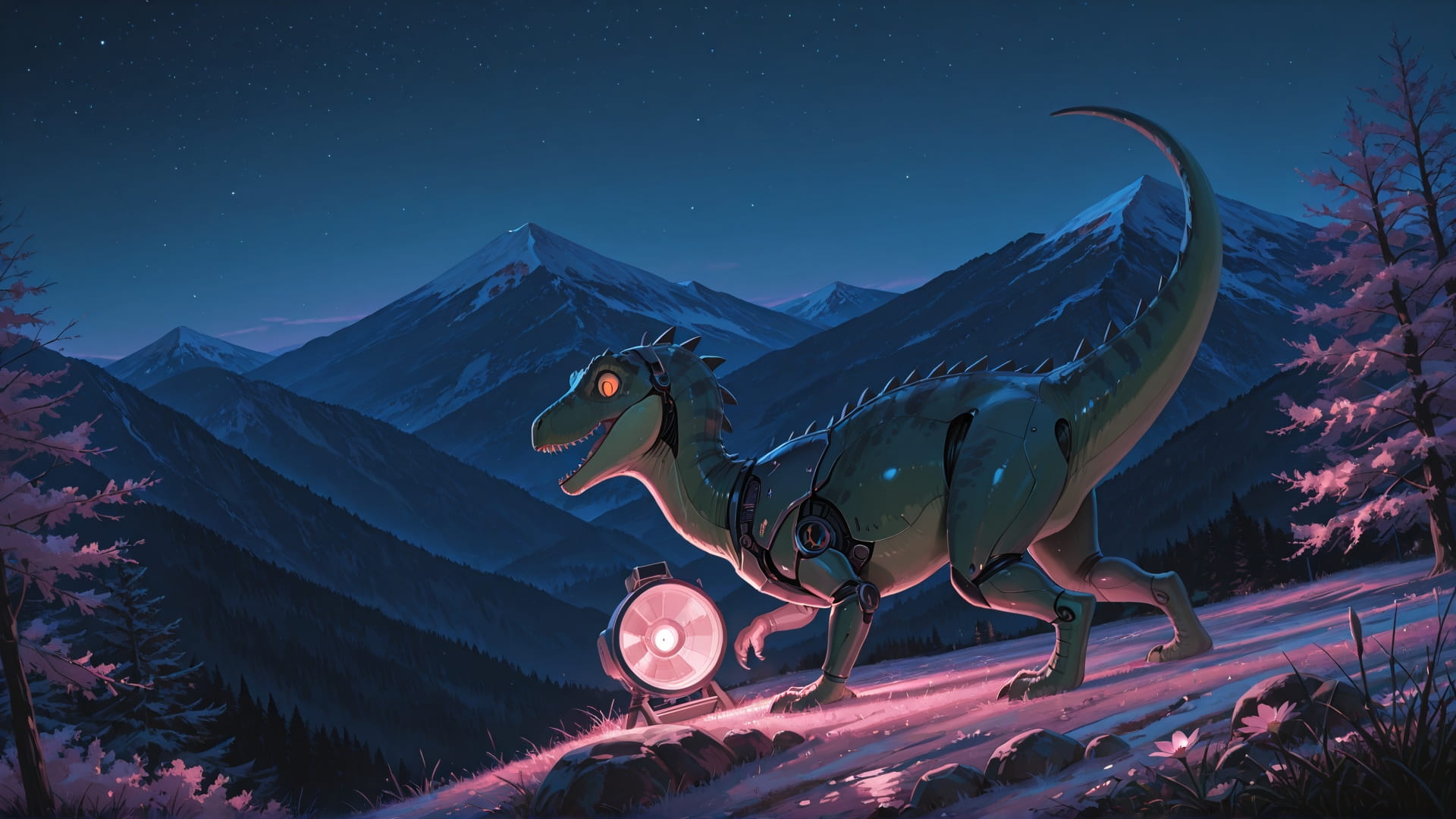 Pink Night Mountain USA smartphone wallpaper free download, vertical 16:9 format, Pink, Night, Mountain, Spring