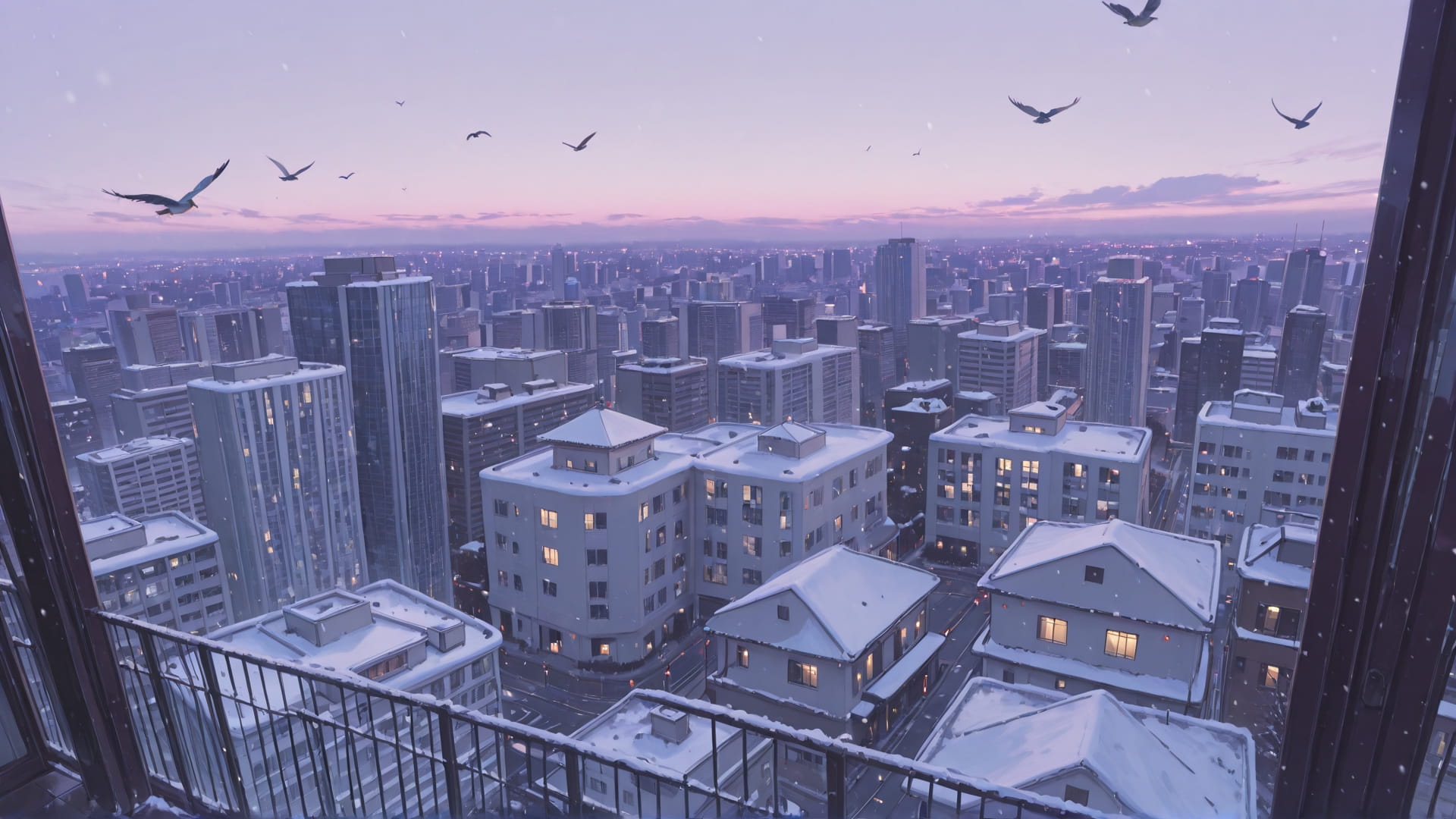 Purple Afternoon City USA smartphone wallpaper free download, vertical 16:9 format, Purple, Afternoon, City, Winter