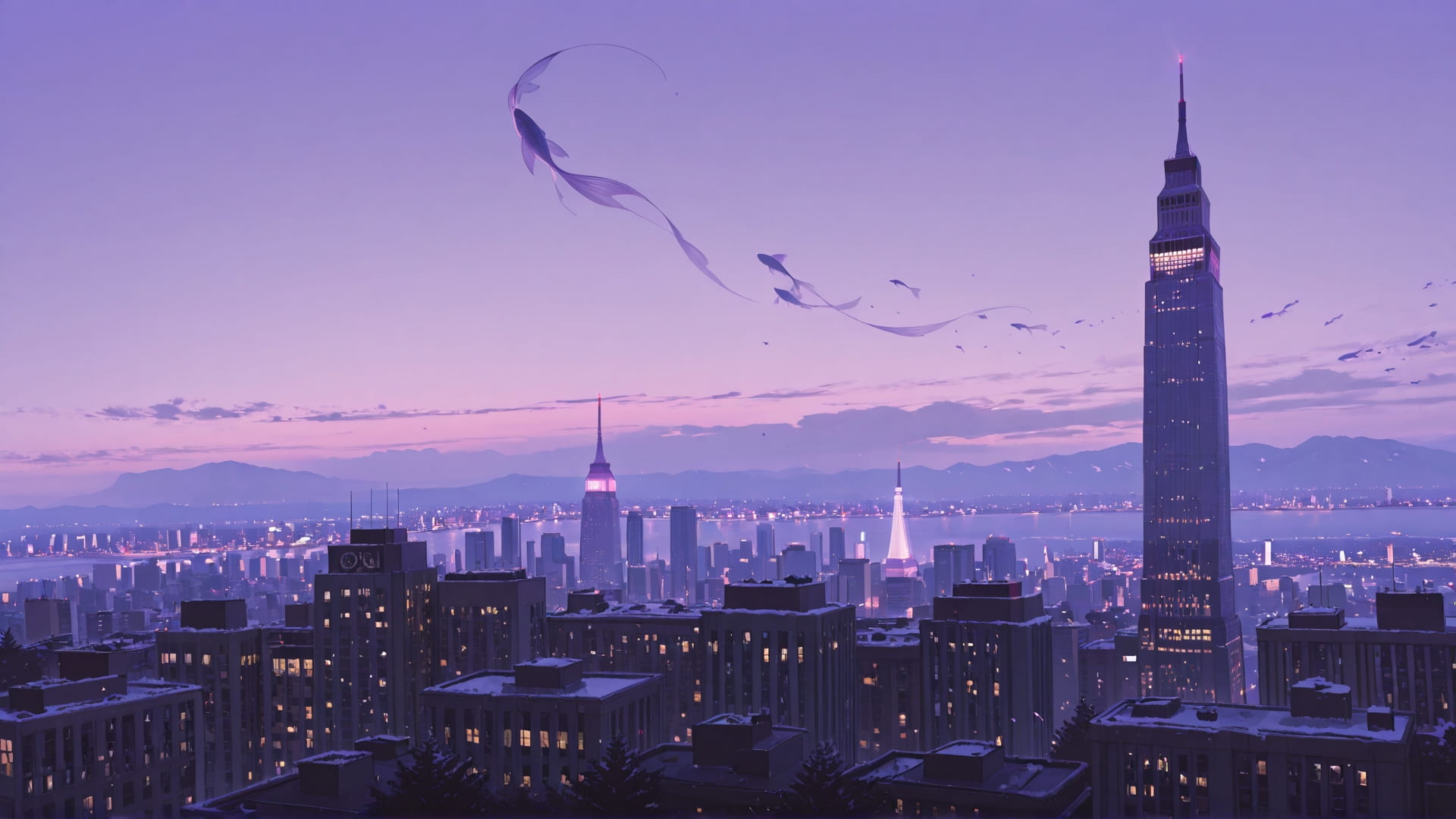 Purple Afternoon Sky USA smartphone wallpaper free download, vertical 16:9 format, Purple, Afternoon, Sky, Winter