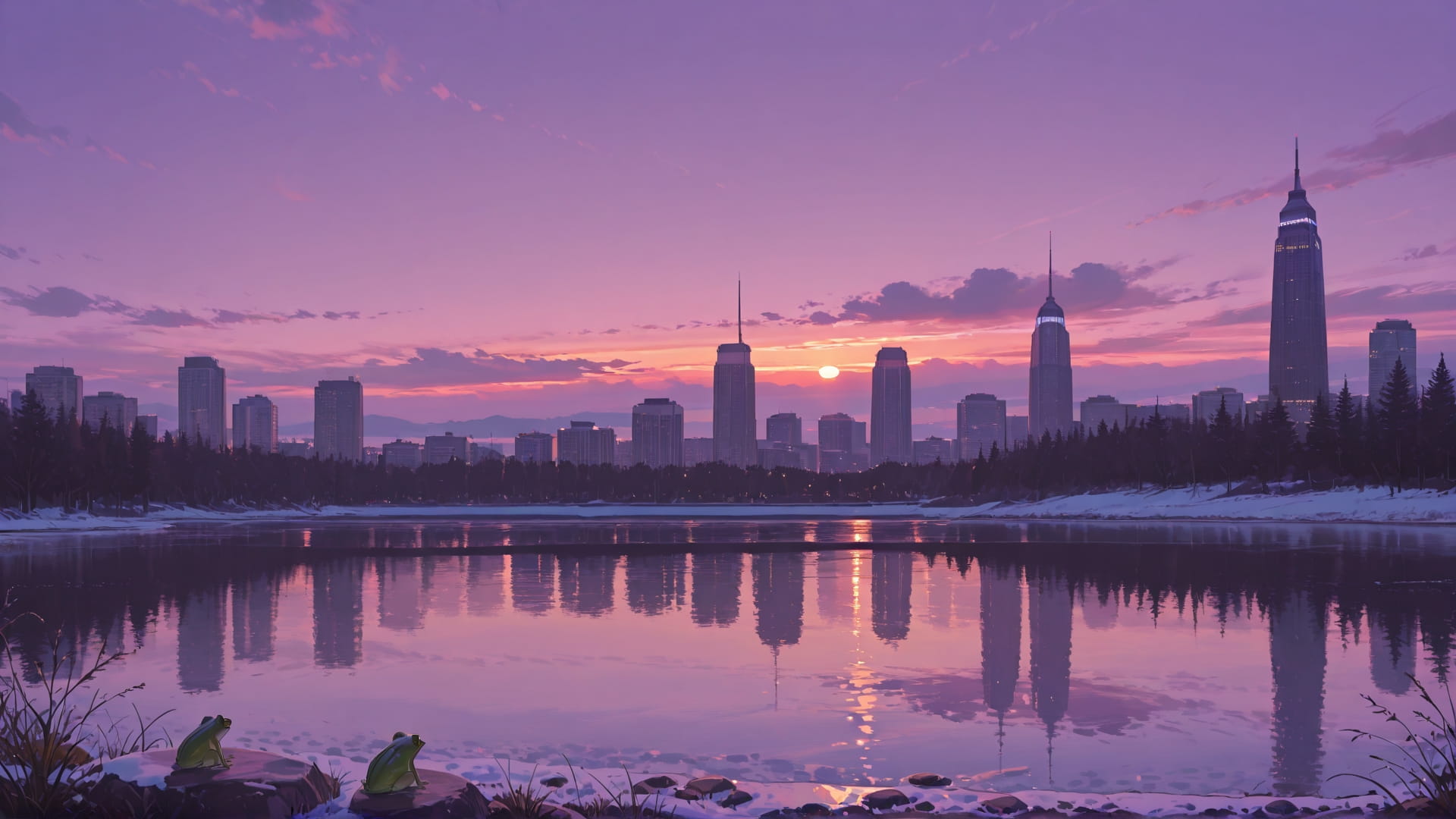 Purple Sunset Sea USA smartphone wallpaper free download, vertical 16:9 format, Purple, Sunset, Sea, Winter