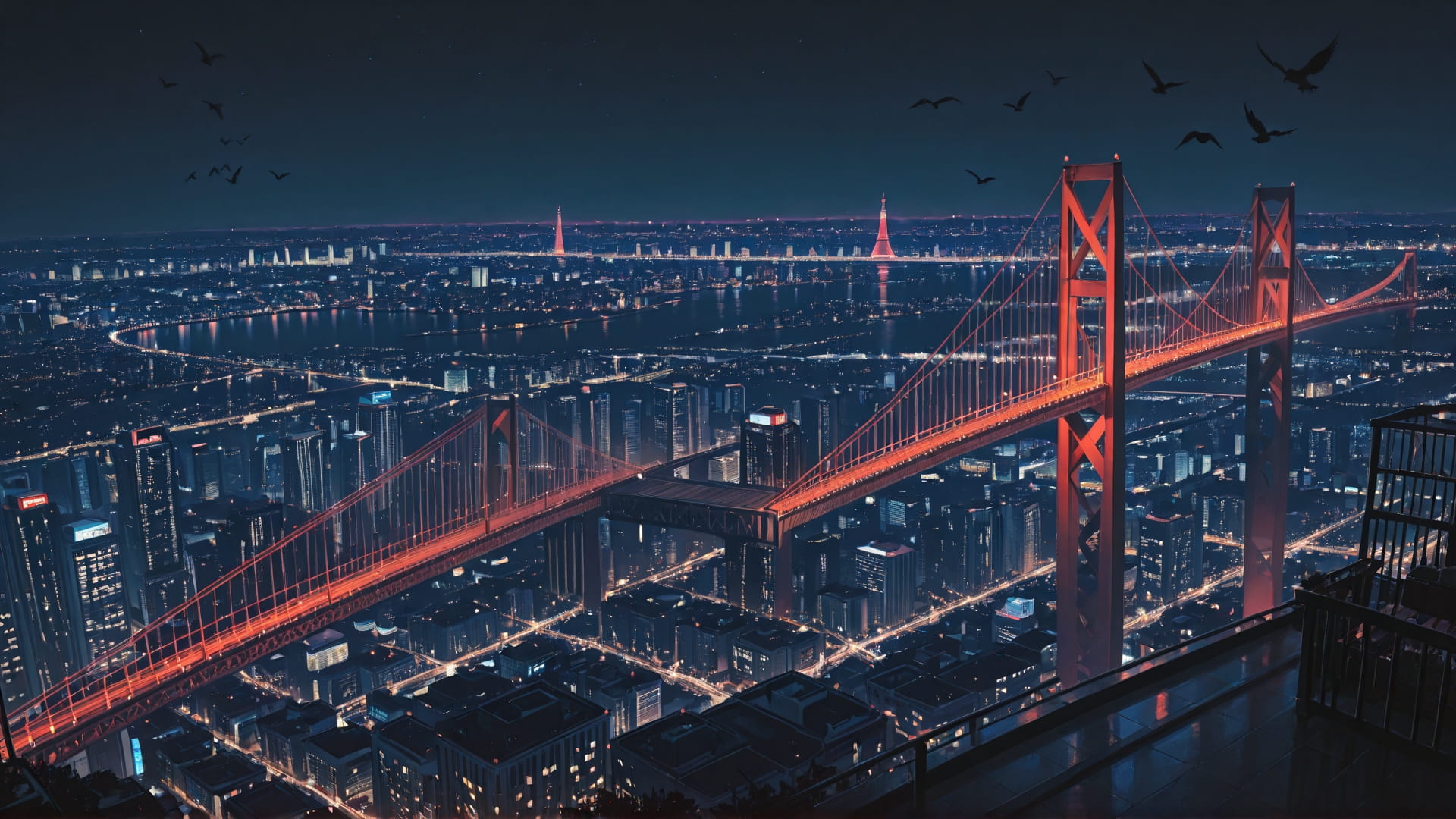 Red Night City USA smartphone wallpaper free download, vertical 16:9 format, Red, Night, City, Summer