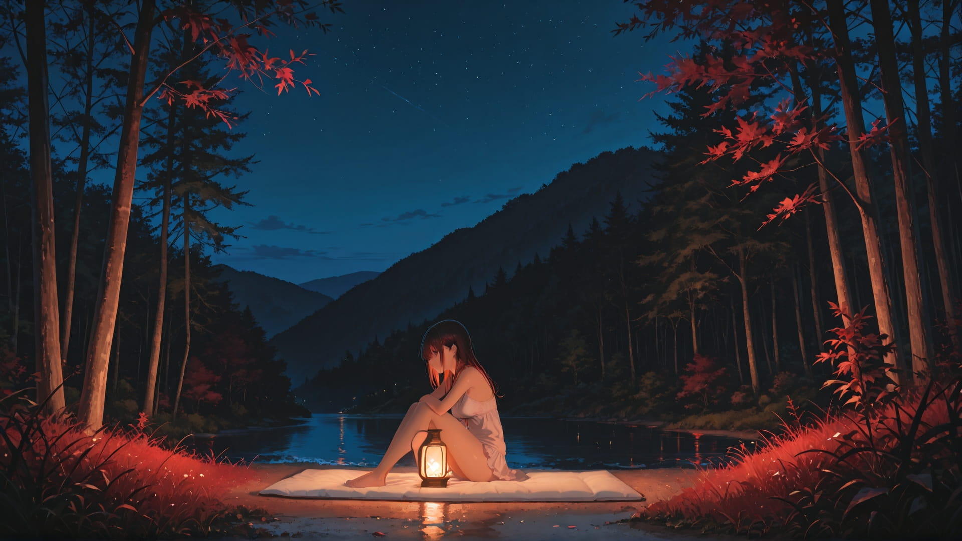 Red Night Nature USA smartphone wallpaper free download, vertical 16:9 format, Red, Night, Nature, Summer 001