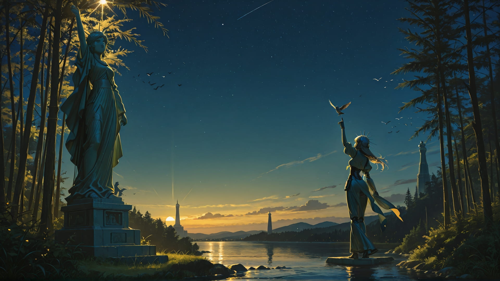 Yellow Night Nature USA smartphone wallpaper free download, vertical 16:9 format, Yellow, Night, Nature, Summer