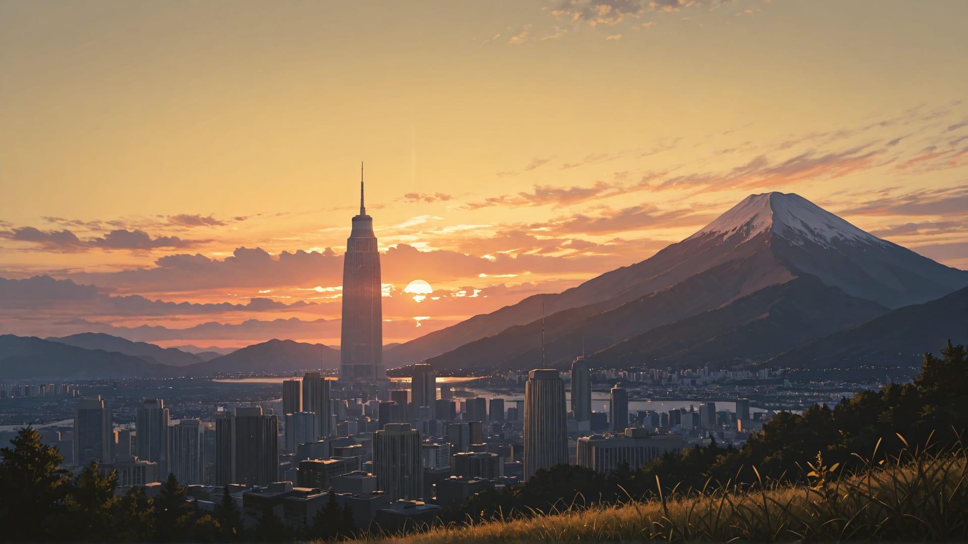 Yellow Sunset Mountain USA smartphone wallpaper free download, vertical 16:9 format, Yellow, Sunset, Mountain, Summer 001