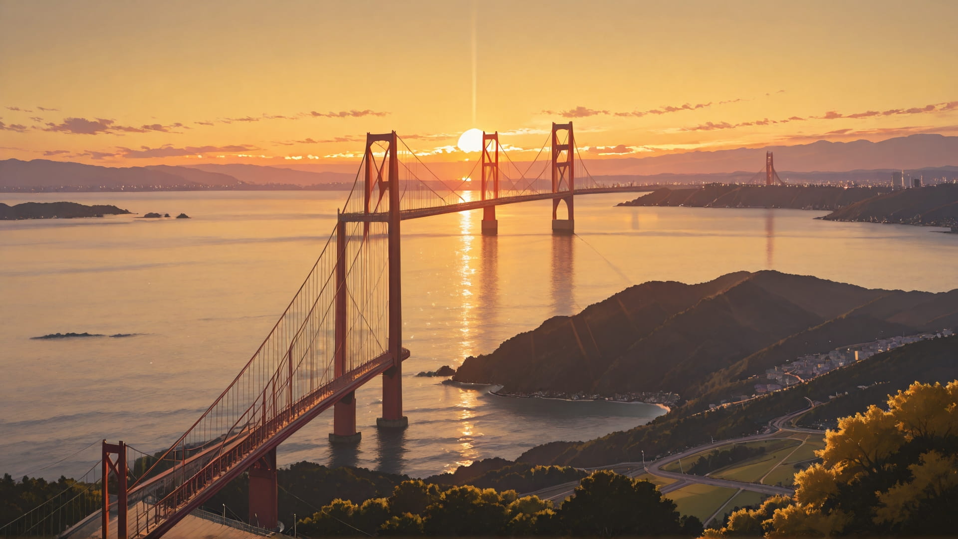 Yellow Sunset Sea USA smartphone wallpaper free download, vertical 16:9 format, Yellow, Sunset, Sea, Spring 001