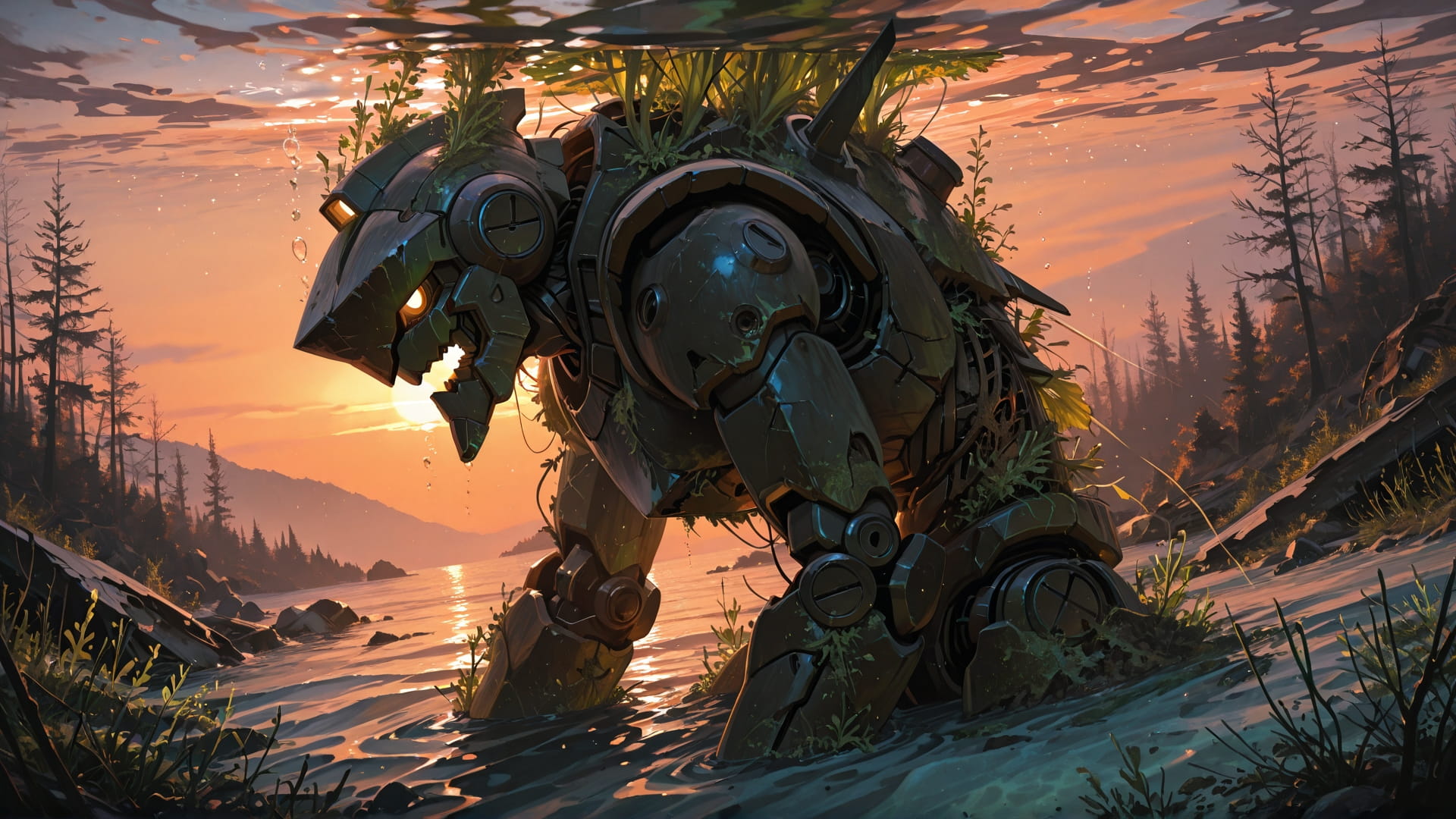 Orange Sunset Nature Underwater smartphone wallpaper free download, vertical 9:16 format, Orange, Sunset, Nature, Winter