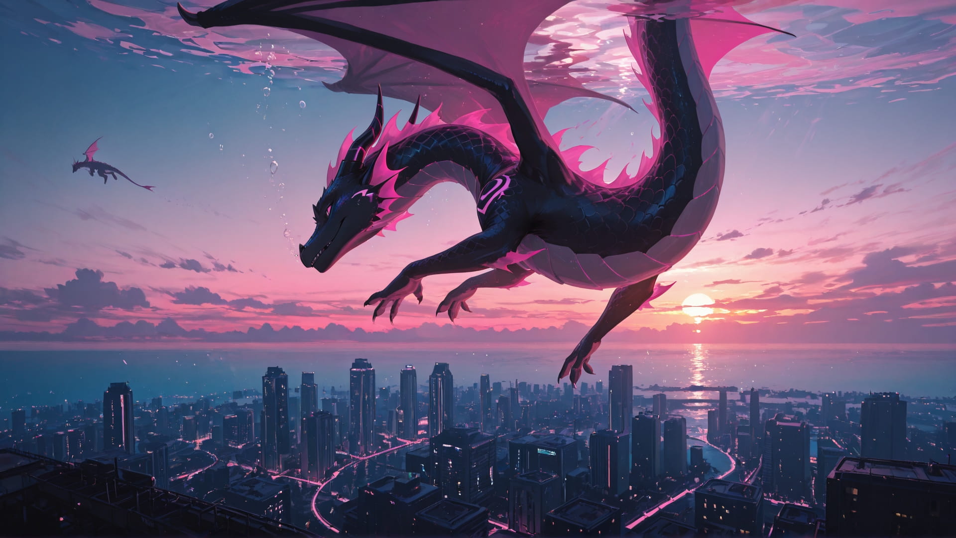 Pink Sunset Sky Underwater smartphone wallpaper free download, vertical 16:9 format, Pink, Sunset, Sky, Summer