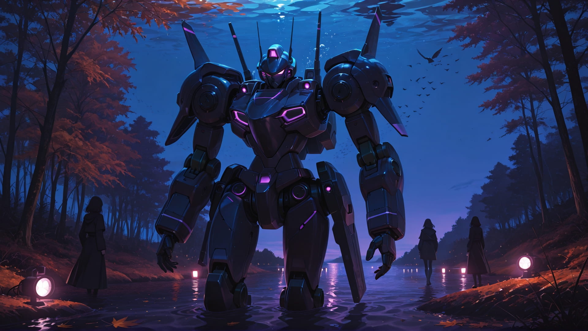 Purple Night Nature Underwater smartphone wallpaper free download, vertical 16:9 format, Purple, Night, Nature, Autumn