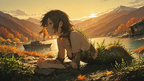 Yellow Afternoon Mountain Underwater smartphone wallpaper free download, vertical 9:16 format, Yellow, Afternoon, Mountain, Autumn 001