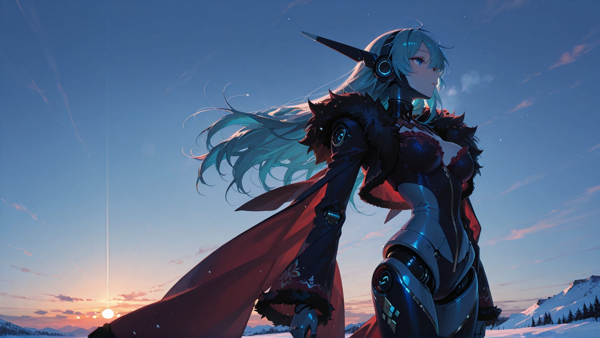 Blue Sunset Sky Velvet smartphone wallpaper free download, vertical 16:9 format, Blue, Sunset, Sky, Winter