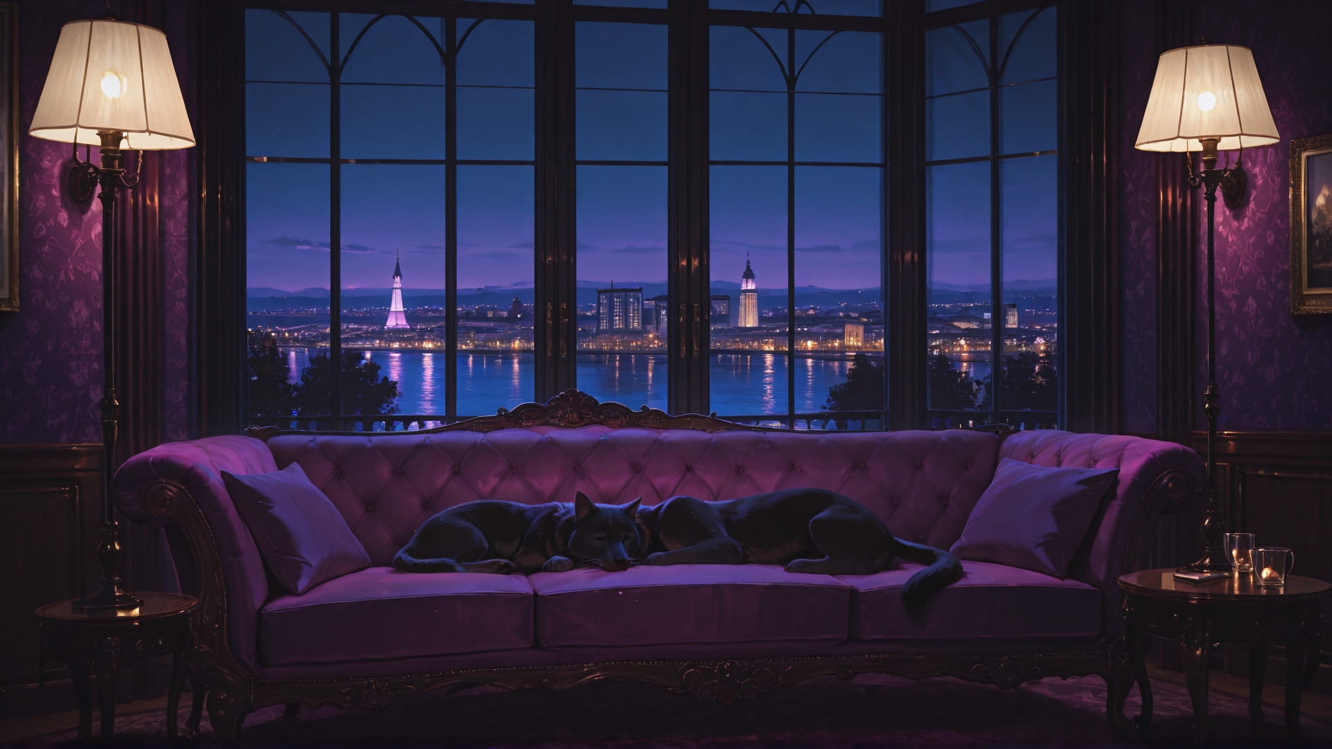 Purple Night City Velvet smartphone wallpaper free download, vertical 16:9 format, Purple, Night, City, Summer