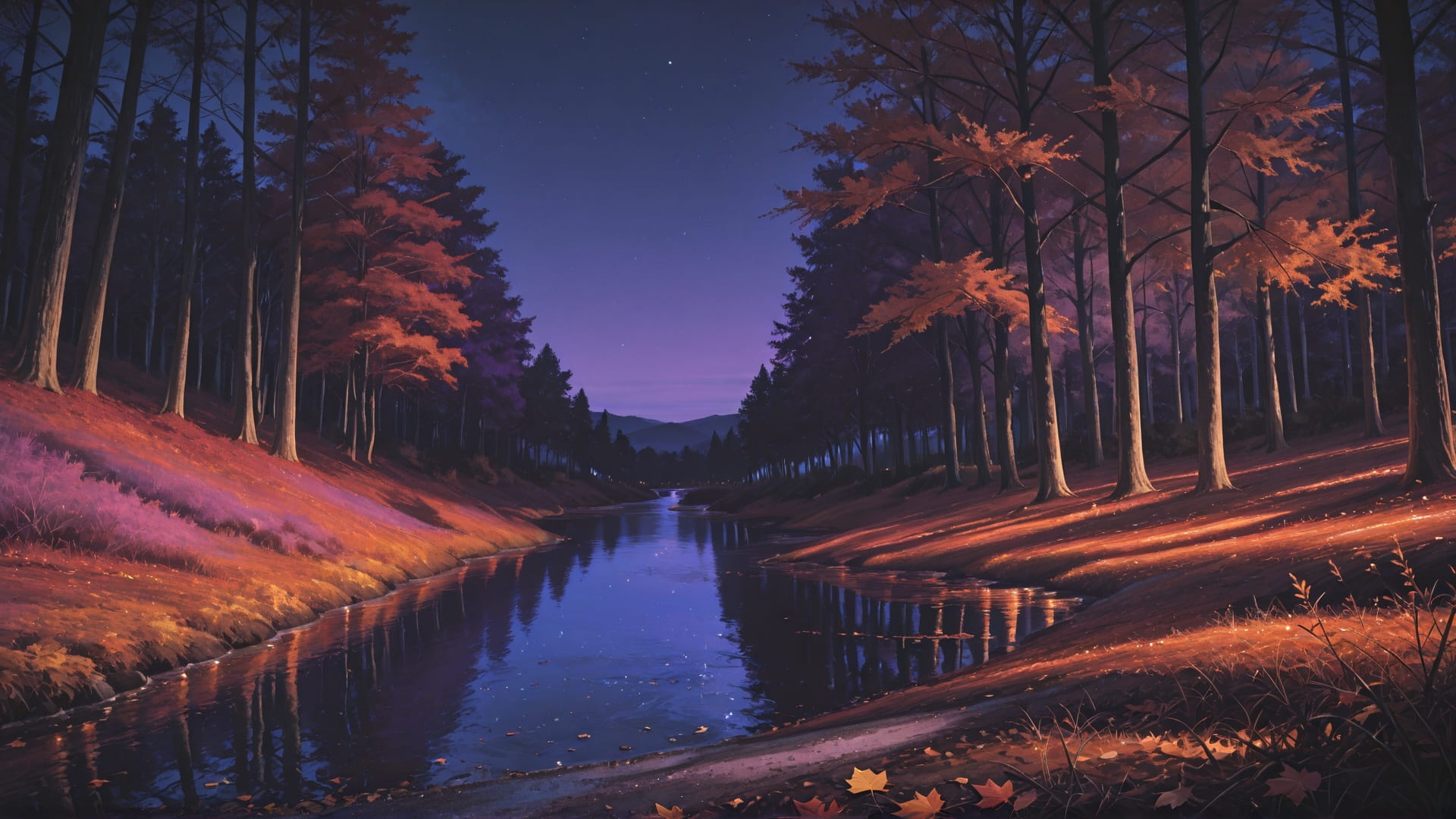 Purple Night Nature Velvet smartphone wallpaper free download, vertical 16:9 format, Purple, Night, Nature, Autumn 001