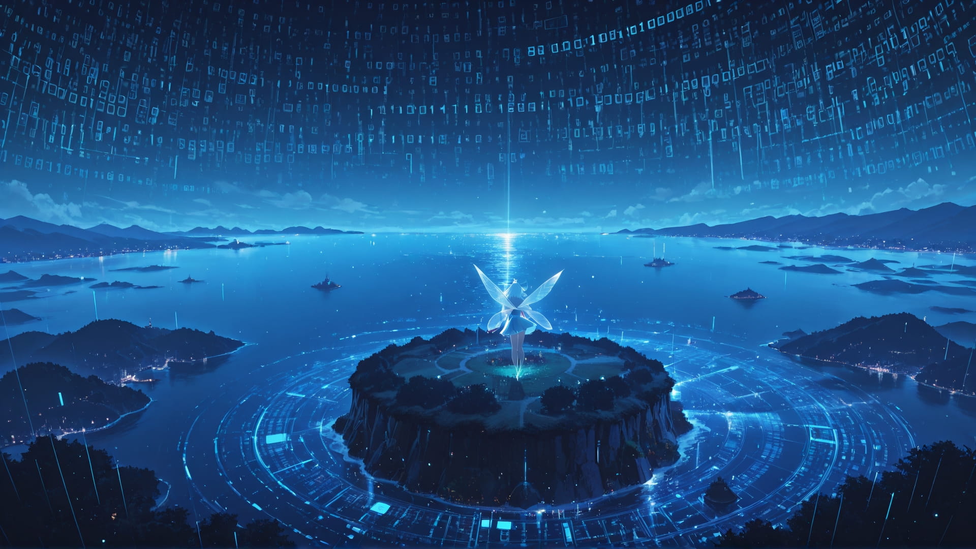 Blue Night Sea Vibe smartphone wallpaper free download, vertical 16:9 format, Blue, Night, Sea, Spring