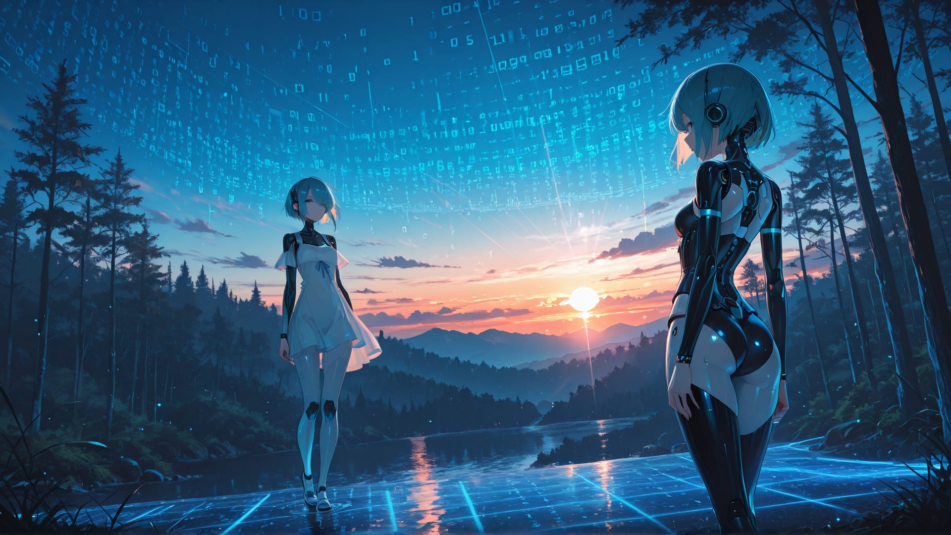 Blue Sunset Nature Vibe smartphone wallpaper free download, vertical 16:9 format, Blue, Sunset, Nature, Summer