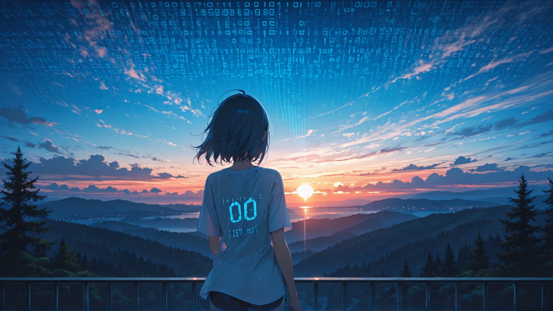 Blue Sunset Nature Vibe smartphone wallpaper free download, vertical 16:9 format, Blue, Sunset, Nature, Summer 001