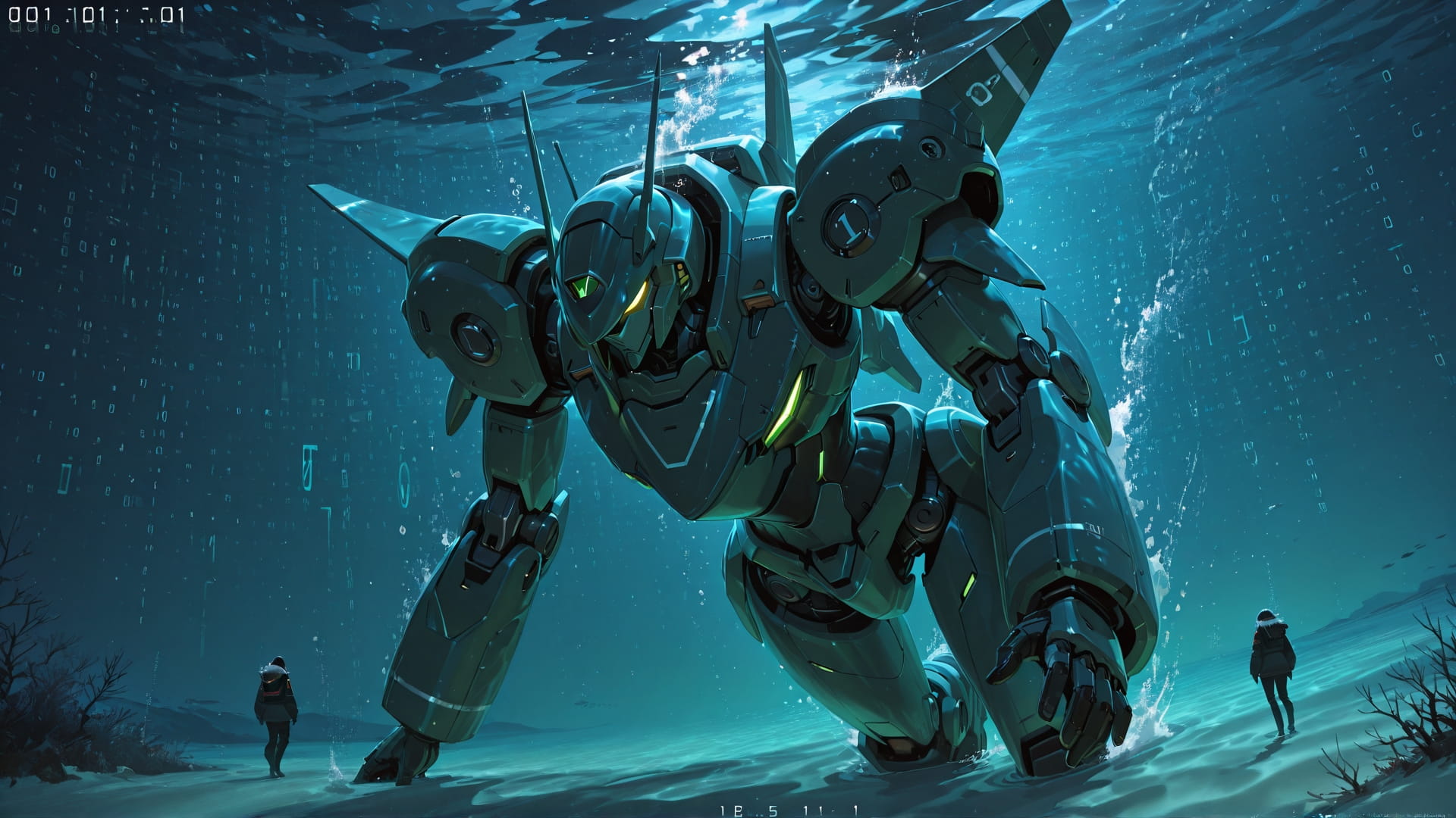 Green Night Sea Vibe smartphone wallpaper free download, vertical 16:9 format, Green, Night, Sea, Winter