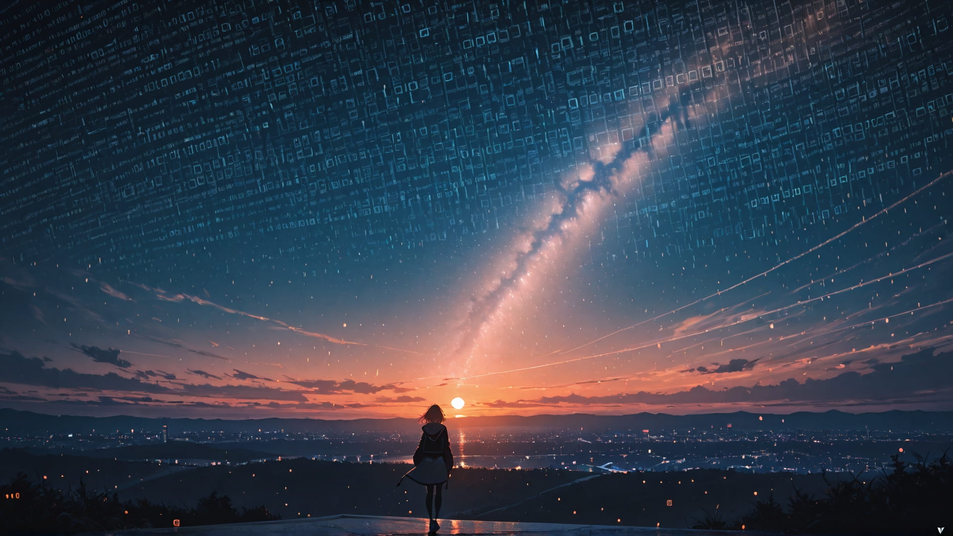 Orange Night Sky Vibe smartphone wallpaper free download, vertical 16:9 format, Orange, Night, Sky, Spring 001