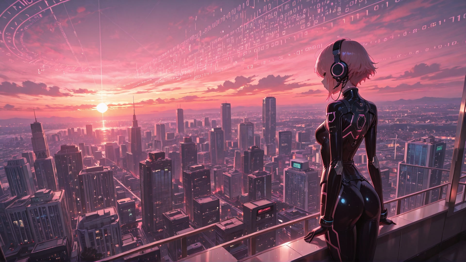 Pink Sunset City Vibe smartphone wallpaper free download, vertical 16:9 format, Pink, Sunset, City, Spring